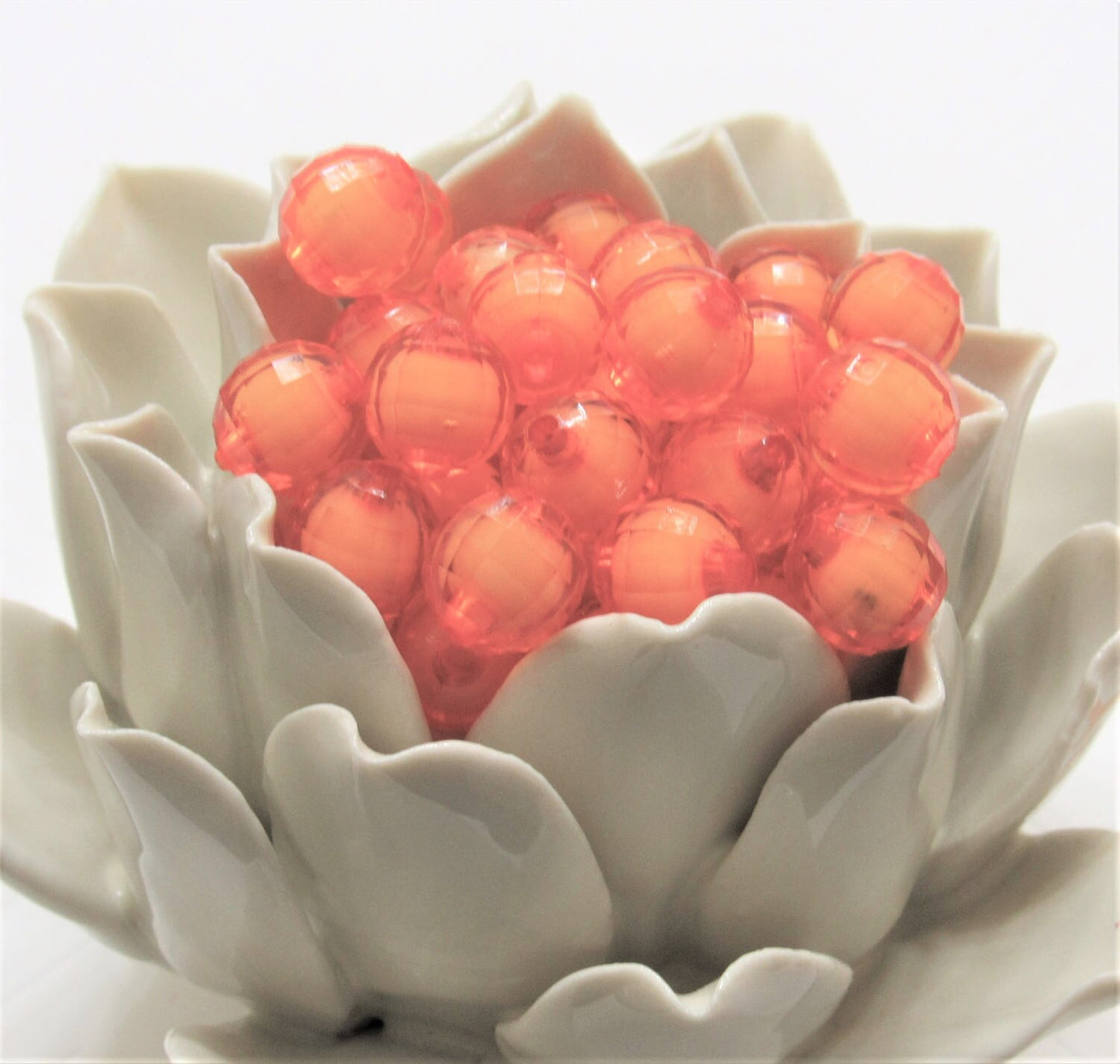 Orange 12mm Bead In A Bead, Chunky Bubblegum Beads, Chunky Supply Bead, Gumball Beads, Transparent Bubblegum Beads