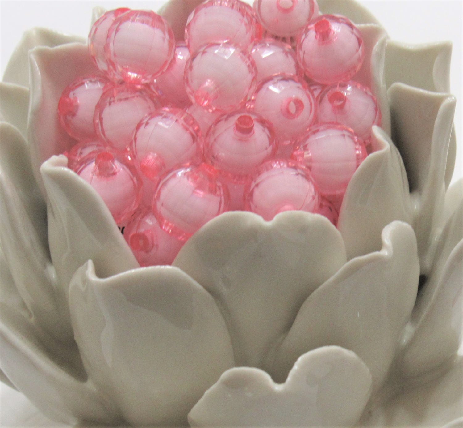 Pink Bead In A Bead, Chunky Bubblegum Beads, Chunky Necklace Supply Bead, Gumball Beads, Transparent Bubblegum Beads