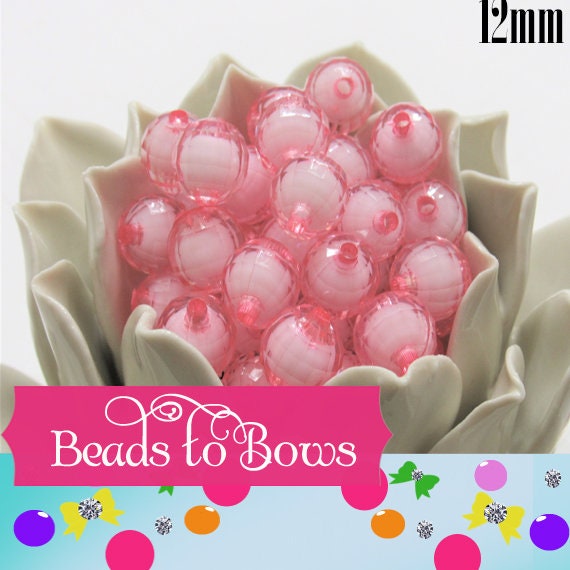 Pink Bead In A Bead, Chunky Bubblegum Beads, Chunky Necklace Supply Bead, Gumball Beads, Transparent Bubblegum Beads