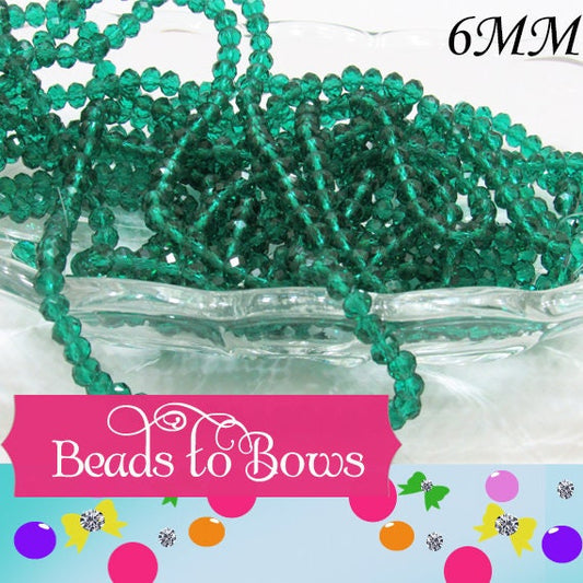 Qty. 50 - 6mm Green Abacus Glass Beads, Imitate Austrian Crystal Beads, Faceted Bubblegum Beads, Crystal Look Beads, Jewelry Supply Beads