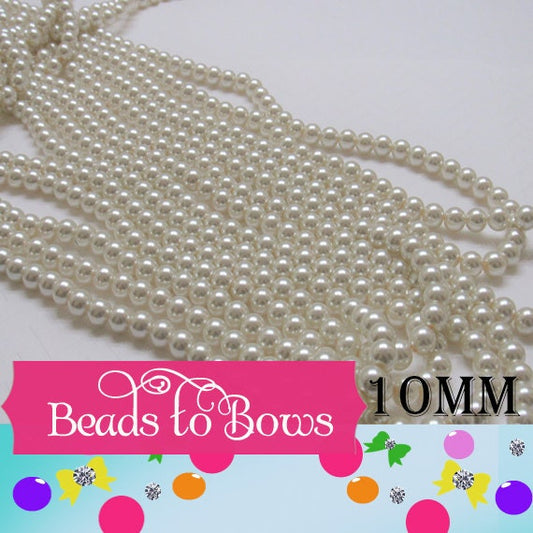 10mm Ivory Glass Pearls, Bubblegum Beads, Chunky pearls, Gumball Pearls, Chunky Bubblegum Necklace Supply, Chunky Necklace Jewelry Supply