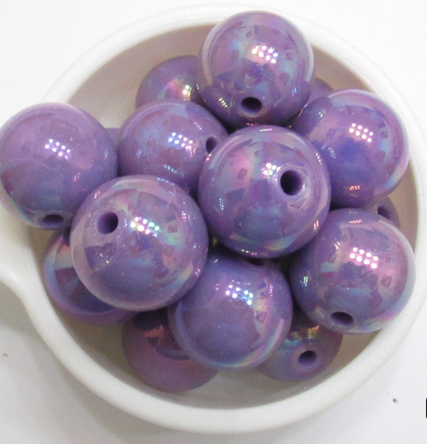 10Ct. 20mm Purple AB Bubblegum Bead, Chunky Acrylic Gumball Bead, Chunky Rainbow Look Bead, Chunky Bead Supply, Bubblegum Bead