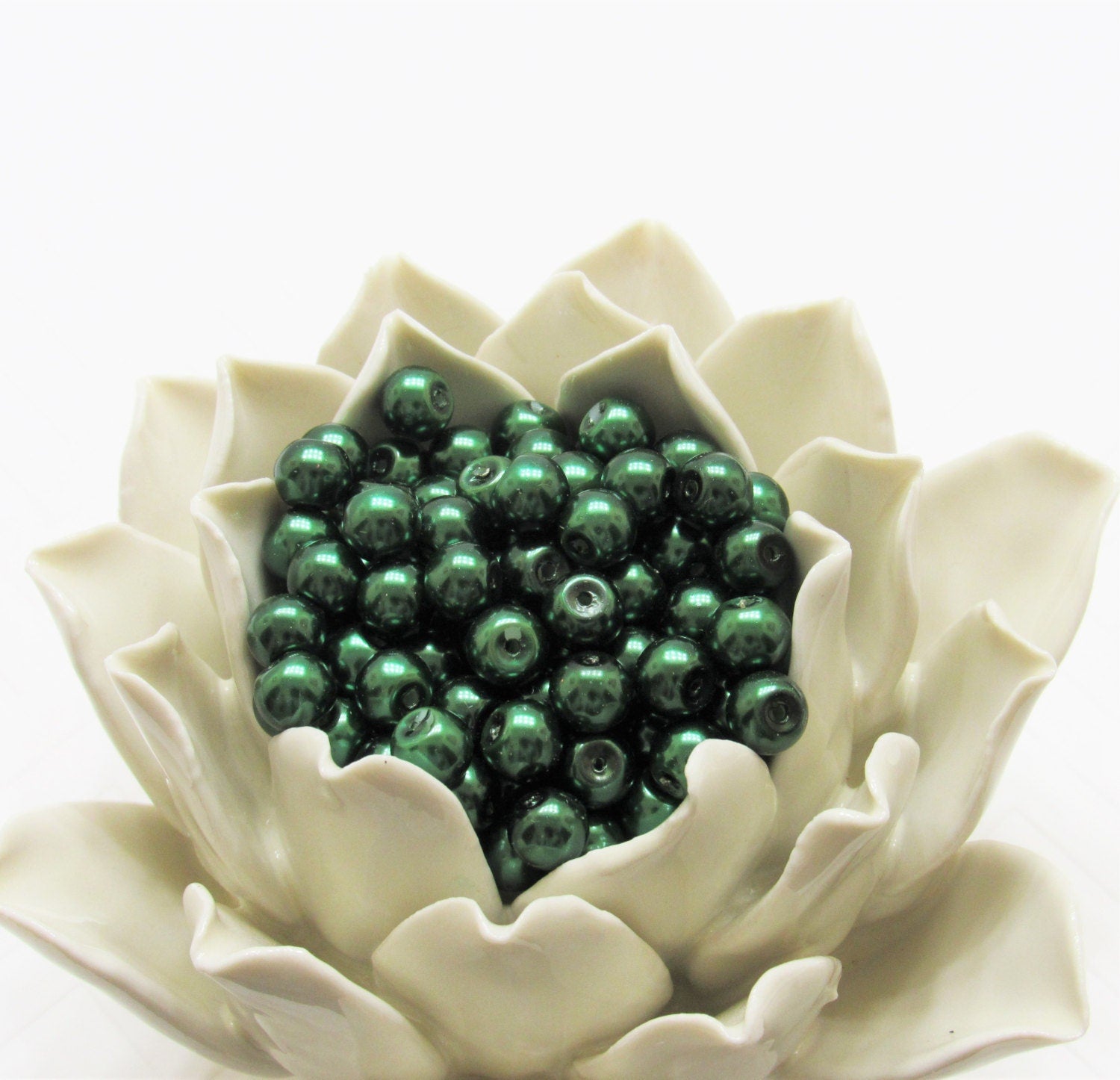 10mm Dark Green Bubblegum Glass Pearls, Bubblegum Pearls, Chunky Pearls, Gumball Pearl Bead, Bubblegum Pearl Necklace Supply, Jewelry  Pearl