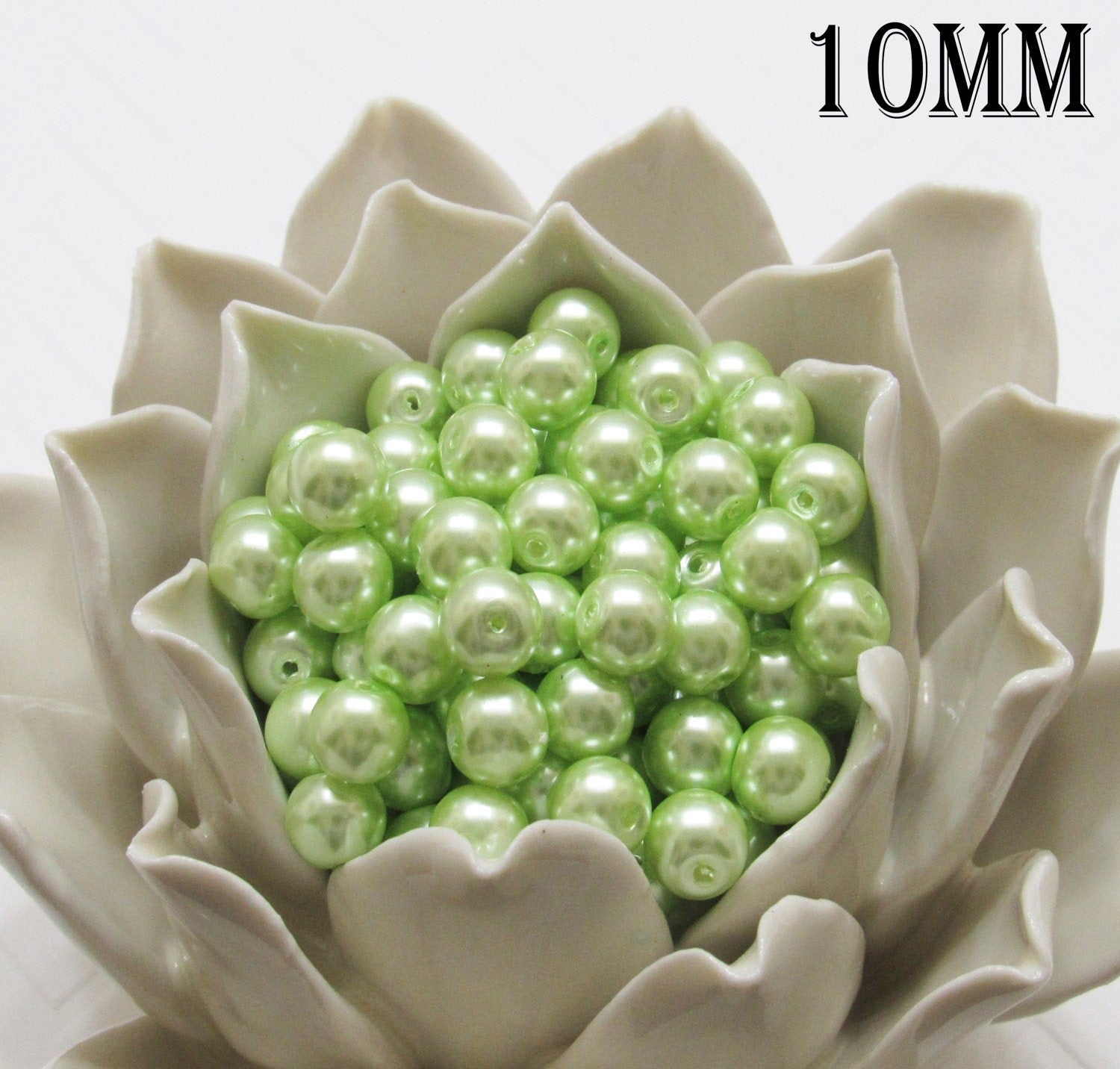 10mm Light Green Bubblegum Glass Pearls,  Gumball Pearl, Chunky Pearls, Gumball Pearl Bead, Chunky Bead Necklace Supply, Jewelry Pearl