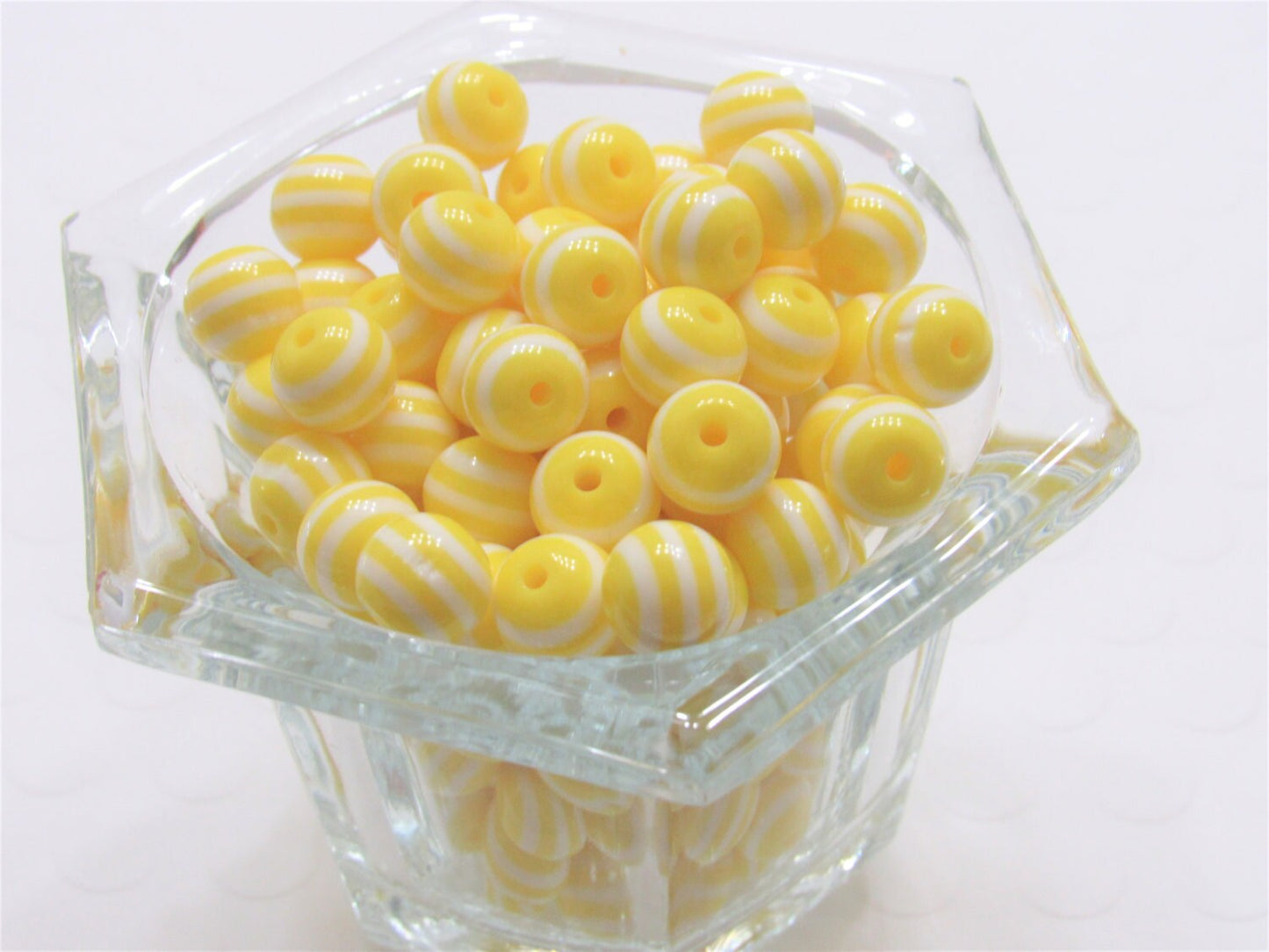 10mm Yellow Striped Bubblegum Beads, Chunky Beads, Gumball Beads, Chunky Necklace Bead Supply,  Jewelry Beads, You Choose from 16 colors