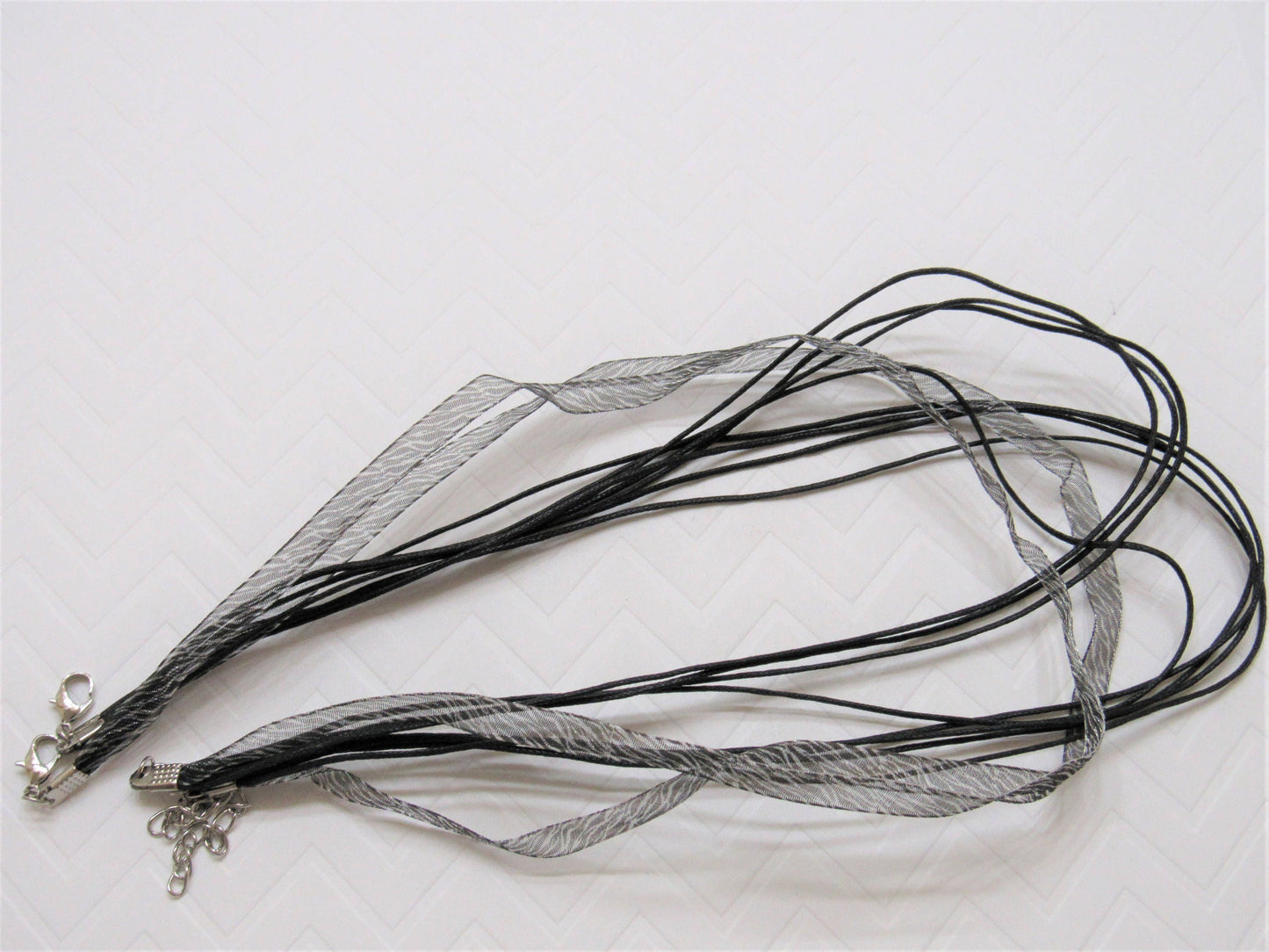 5Ct. Zebra 17 in.Organza Ribbon and Cord Necklaces, Bottlecap Supply, Pendant Necklace, Jewelry Supply, Bottlecap Necklace