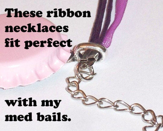 5 for 1.99 Pink 17 in. Ribbon Necklace, Organza Ribbon and Cord Necklaces, Bottlecap Supply, Pendant Necklace, Supply,Organza Necklace