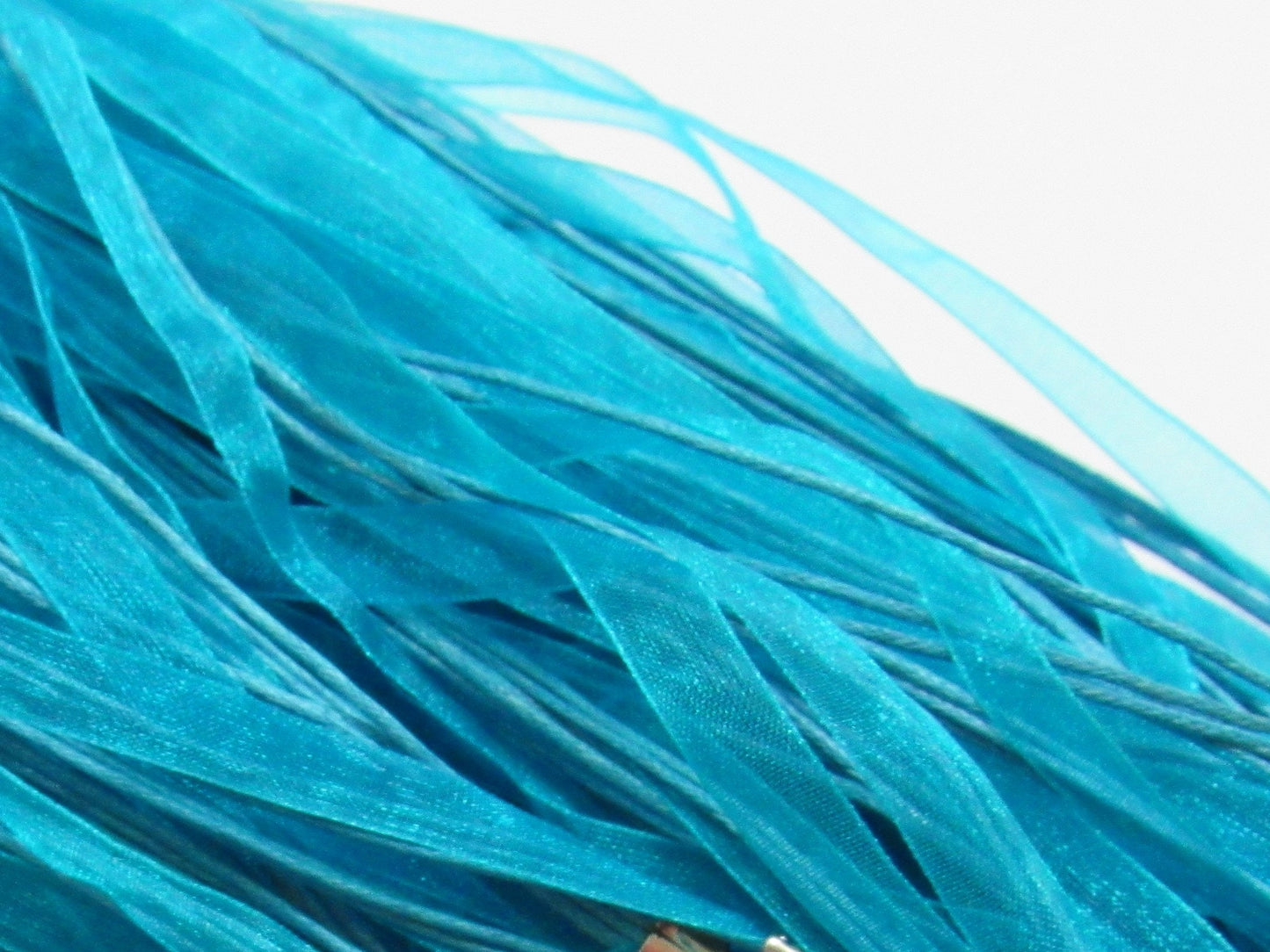 5Ct 1.99 Turquoise Organza Ribbon and Cord Necklaces, Bottlecap Supply, Pendant Necklace, Jewelry Supply, Organza Necklace
