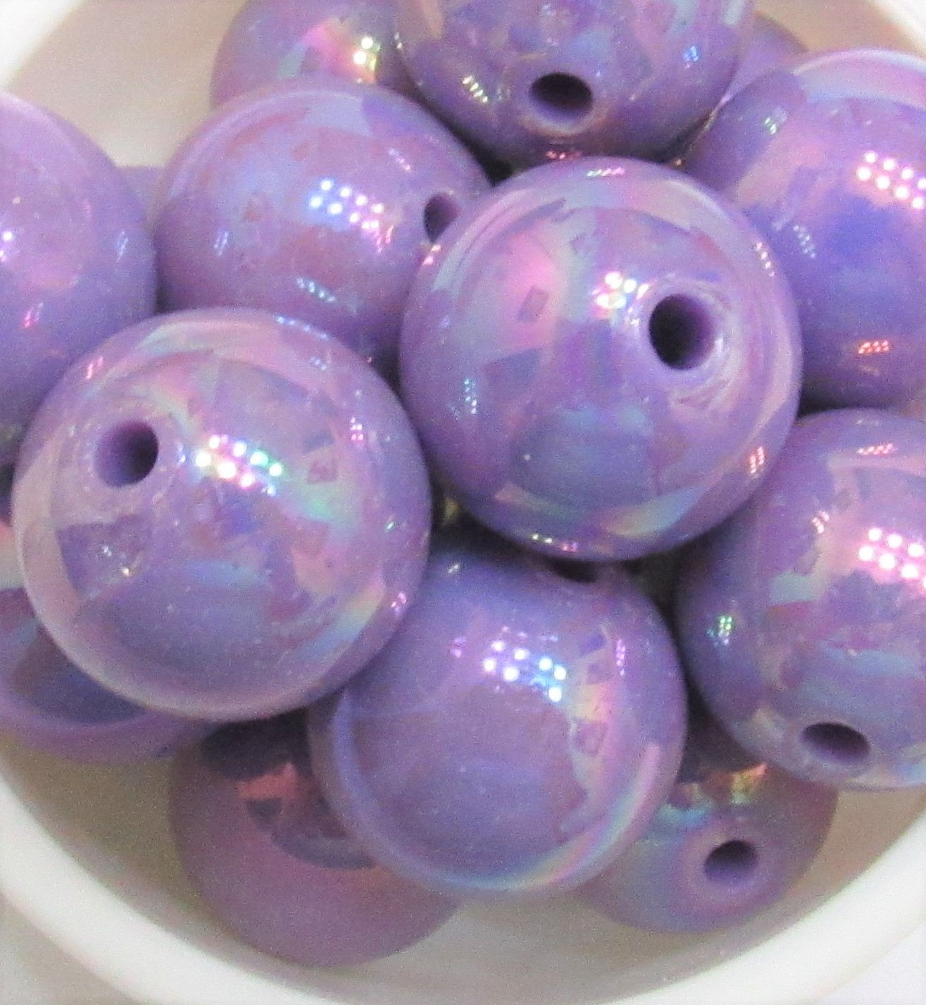 10Ct. 20mm Purple AB Bubblegum Bead, Chunky Acrylic Gumball Bead, Chunky Rainbow Look Bead, Chunky Bead Supply, Bubblegum Bead
