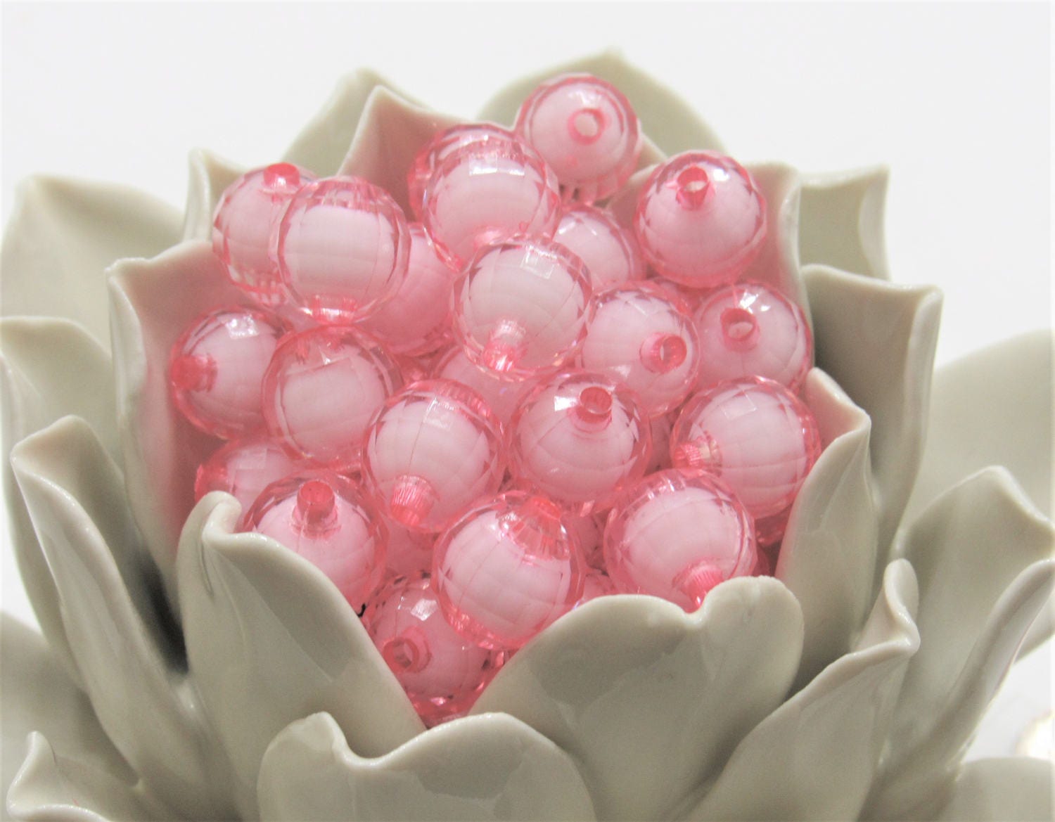 Pink Bead In A Bead, Chunky Bubblegum Beads, Chunky Necklace Supply Bead, Gumball Beads, Transparent Bubblegum Beads