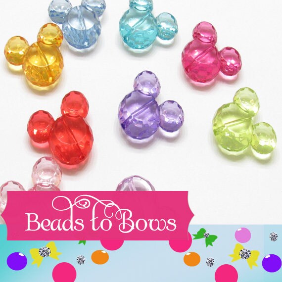 34mm Yellow Mickey Minnie Mouse Bubblegum Beads, Transparent Acrylic Mickey Mouse Bead, Chunky Bead Supply, Mickey Mouse Jewelry Supply