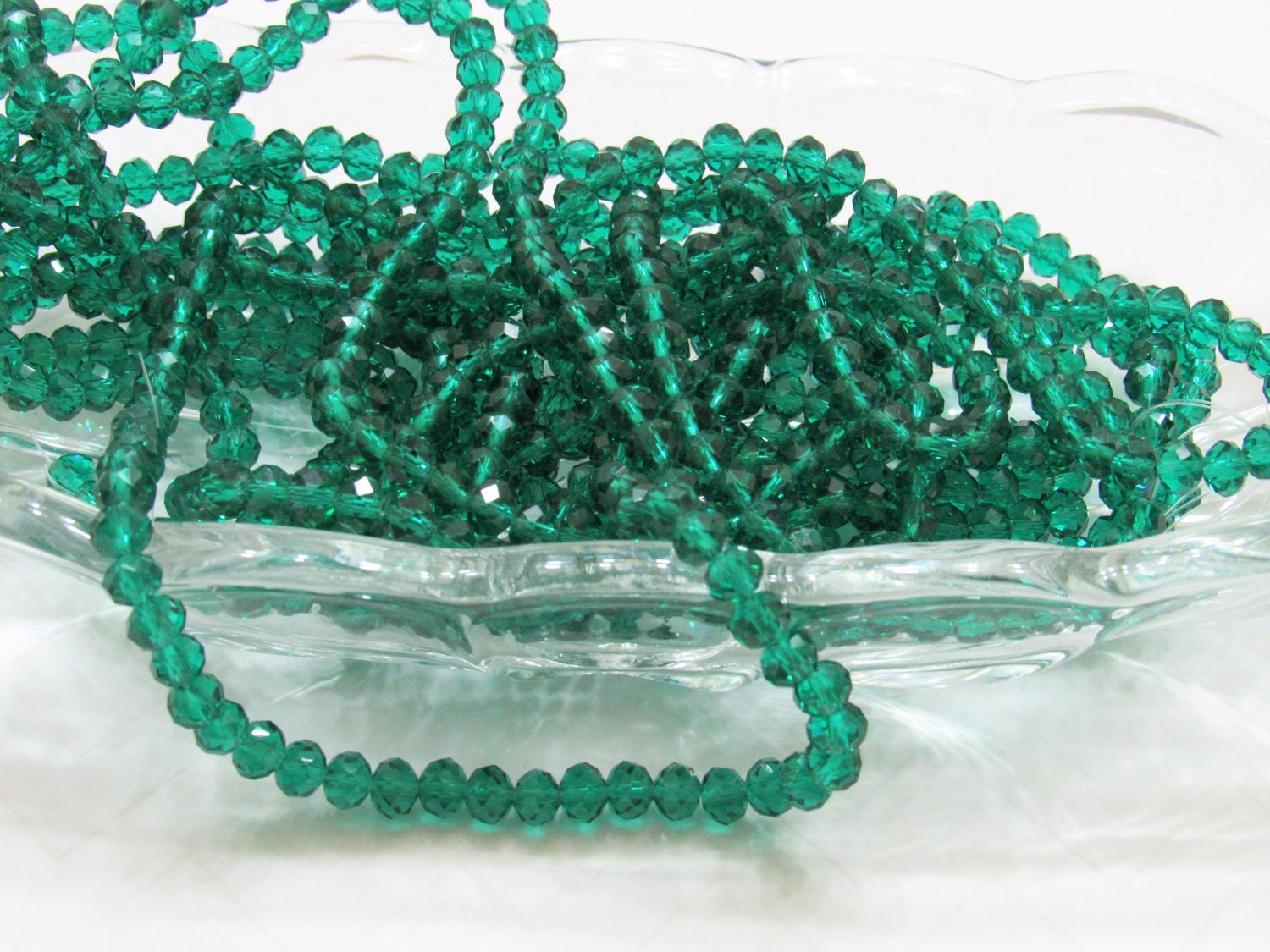 Qty. 50 - 6mm Green Abacus Glass Beads, Imitate Austrian Crystal Beads, Faceted Bubblegum Beads, Crystal Look Beads, Jewelry Supply Beads