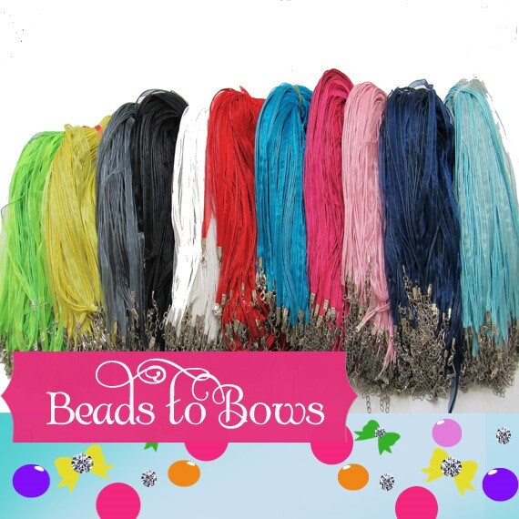 Ribbon Necklaces, Organza and Cord Necklaces, Pendant Necklace, Organza Necklace 11 + Colors