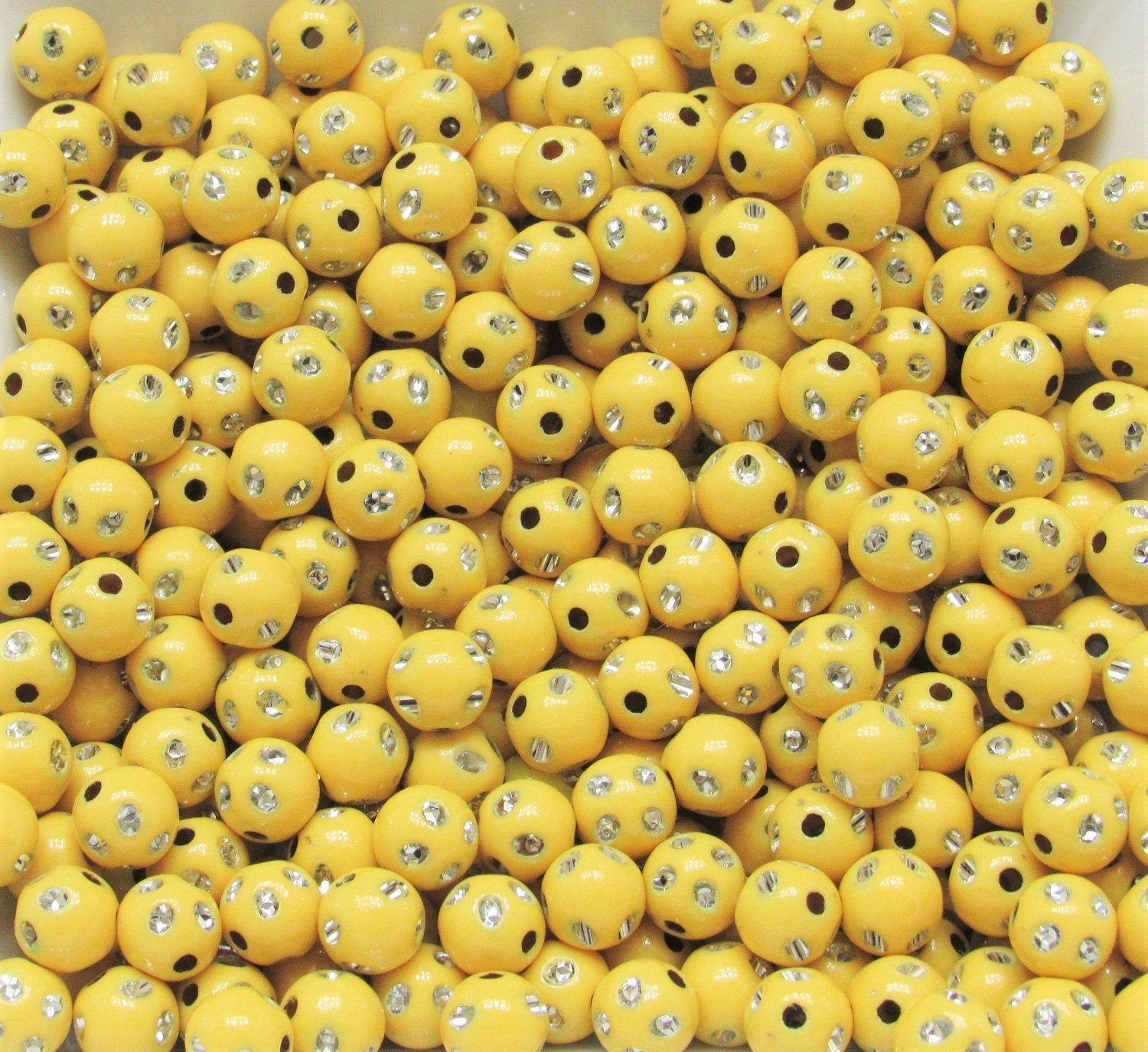 10mm Yellow Bubblegum Rhinestone Beads, Bubblegum Beads, Chunky Bling Beads, Gumball Beads Chunky Necklace Beads, Rhinestone look Beads