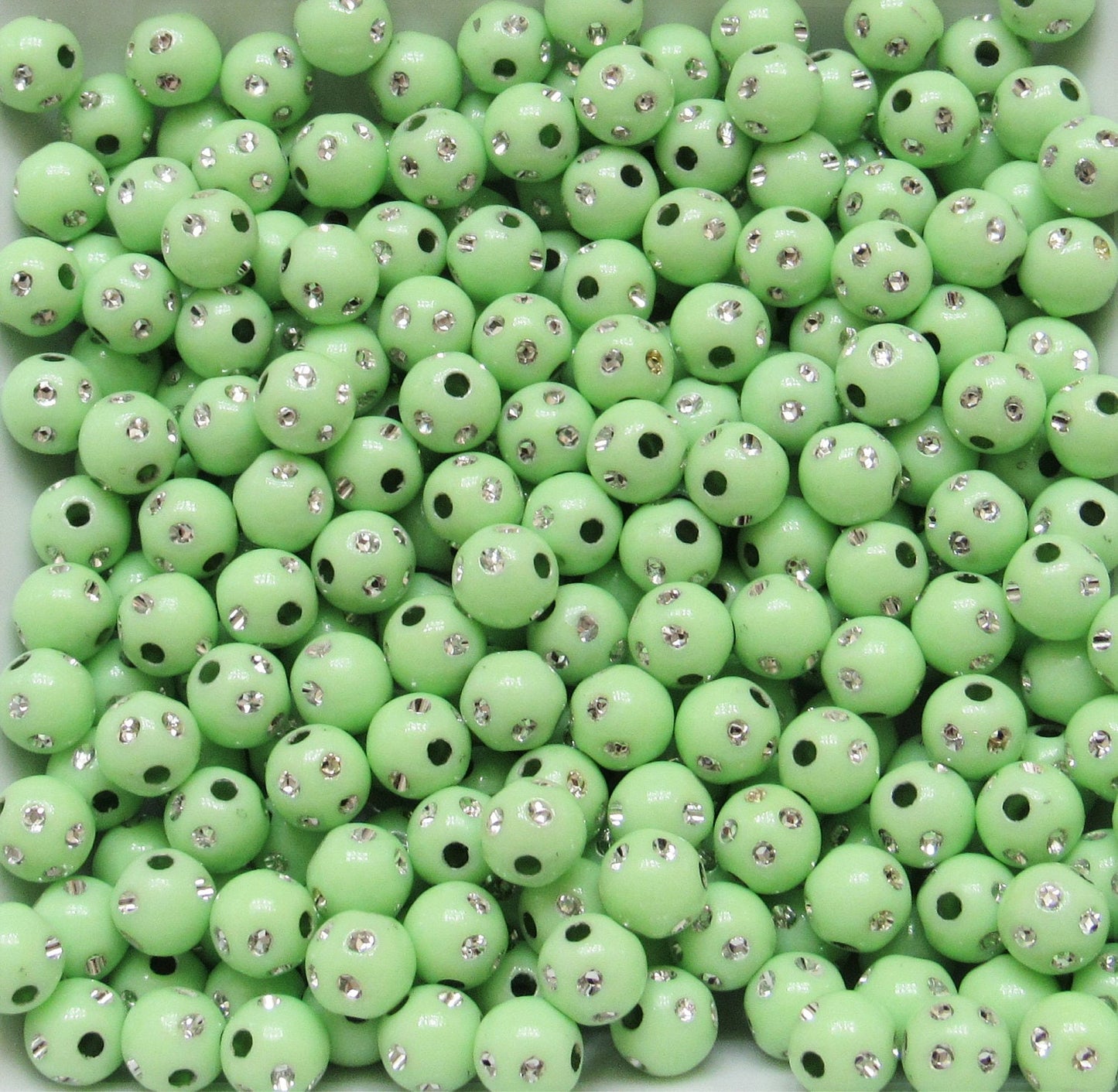 10mm Light Green Bubblegum Rhinestone Bead, Bubblegum Bead, Chunky Bling Bead, Gumball Bead Chunky Necklace Bead, Rhinestone look Beads