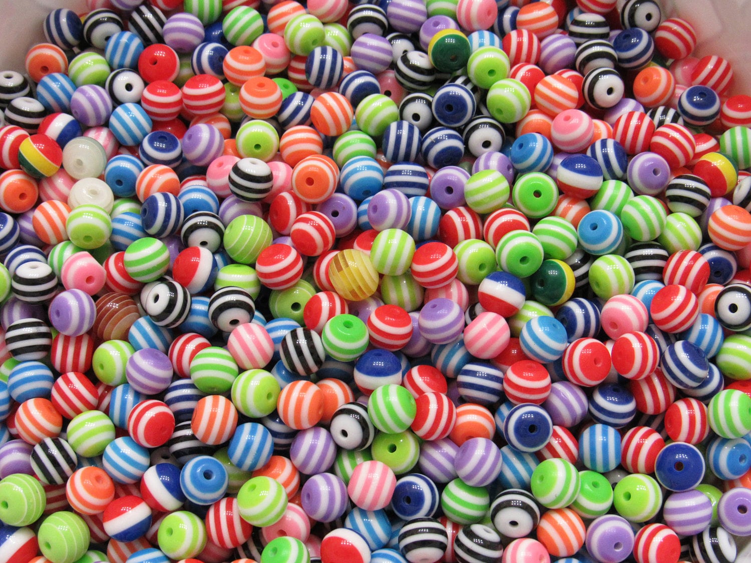 50 Ct. Striped 10mm Striped Bubblegum Beads, Chunky Striped Beads, Assorted Gumball Beads, Chunky Necklace Bead Supply,  Jewelry Beads
