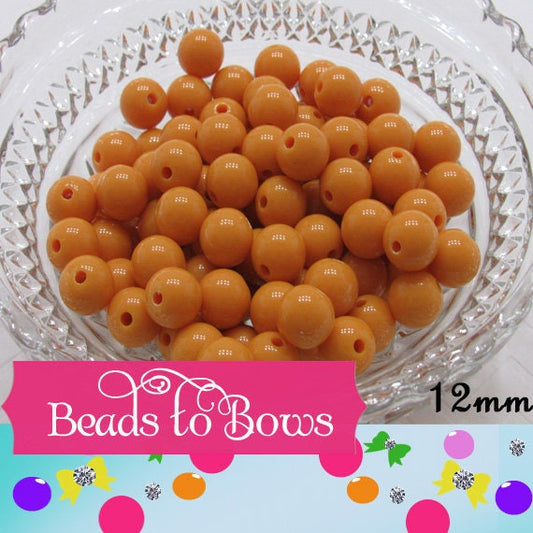 50 Mustard 12mm Bubblegum Beads, Chunky Bubblegum Beads, Chunky Necklace Supply Bead, Gumball Beads, Bubblegum Beads, DIY Bead Supply