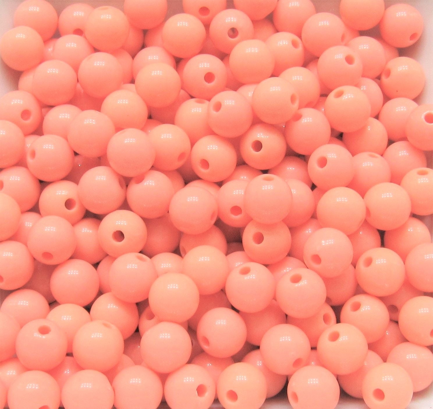10mm Peach Bubblegum Beads, Round Bubblegum Beads, Chunky Acrylic Beads, Gum Ball Beads, Fairy Kei Beads, Chunky Necklace Supply Beads