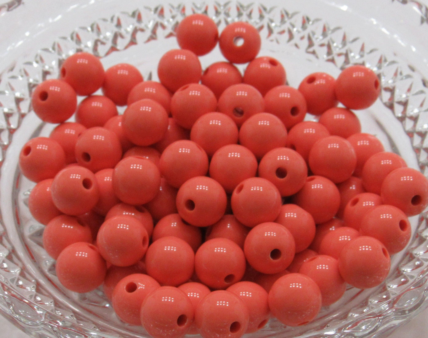 50 Coral 12mm Bubblegum Beads, Round Bubblegum Beads, Chunky Acrylic Beads, Gum Ball Beads, Fairy Kei Beads, Chunky Necklace Supply Beads