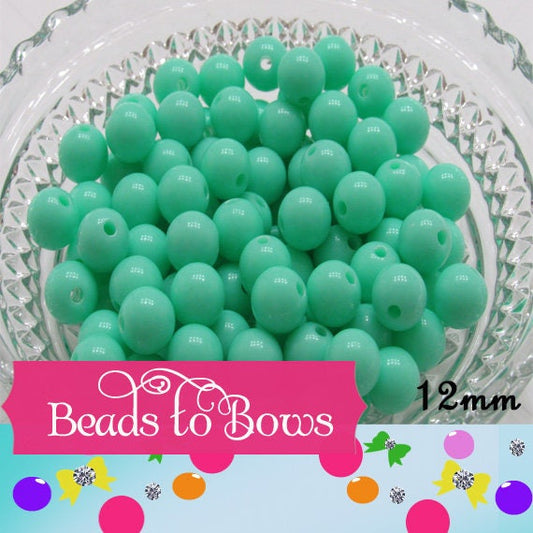 50 12mm Aqua Bubblegum Beads, Chunky Bubblegum Beads, Chunky Necklace Supply Bead, Gumball Beads, Bubblegum Beads, DIY Bead Supply