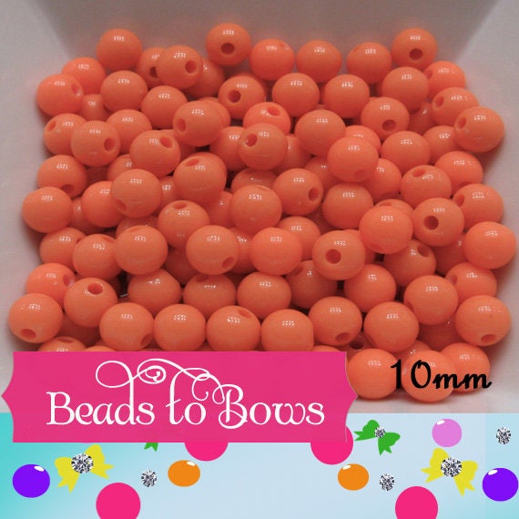 10mm Orange Bubblegum Beads, Round Bubblegum Beads, Chunky Acrylic Beads, Gum Ball Beads, Fairy Kei Beads, Chunky Necklace Supply Beads