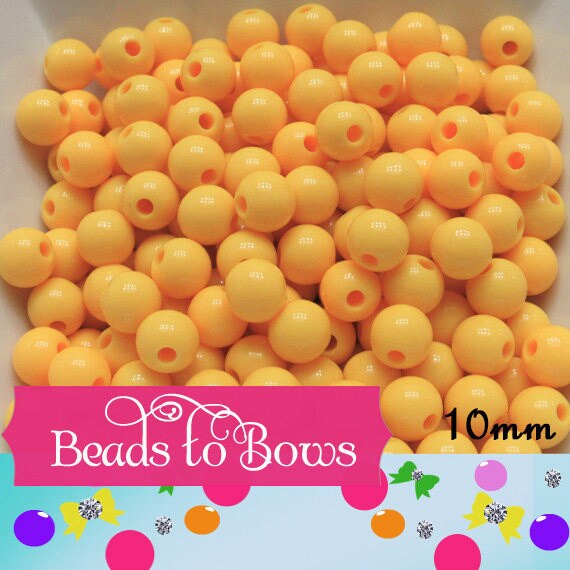 10mm Yellow Bubblegum Beads, Round Bubblegum Beads, Chunky Acrylic Beads, Gum Ball Beads, Fairy Kei Beads, Chunky Necklace Supply Beads