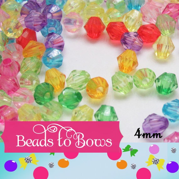 4mm Bubblegum Bicone Beads, Transparent Bubblegum Beads, Chunky Necklace Supply Bead, Jewelry Supply, Small 4mm Bicone Beads