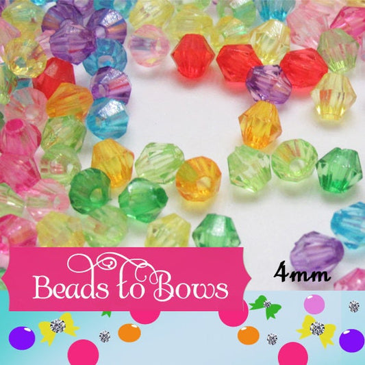 4mm Bubblegum Bicone Beads, Transparent Bubblegum Beads, Chunky Necklace Supply Bead, Jewelry Supply, Small 4mm Bicone Beads