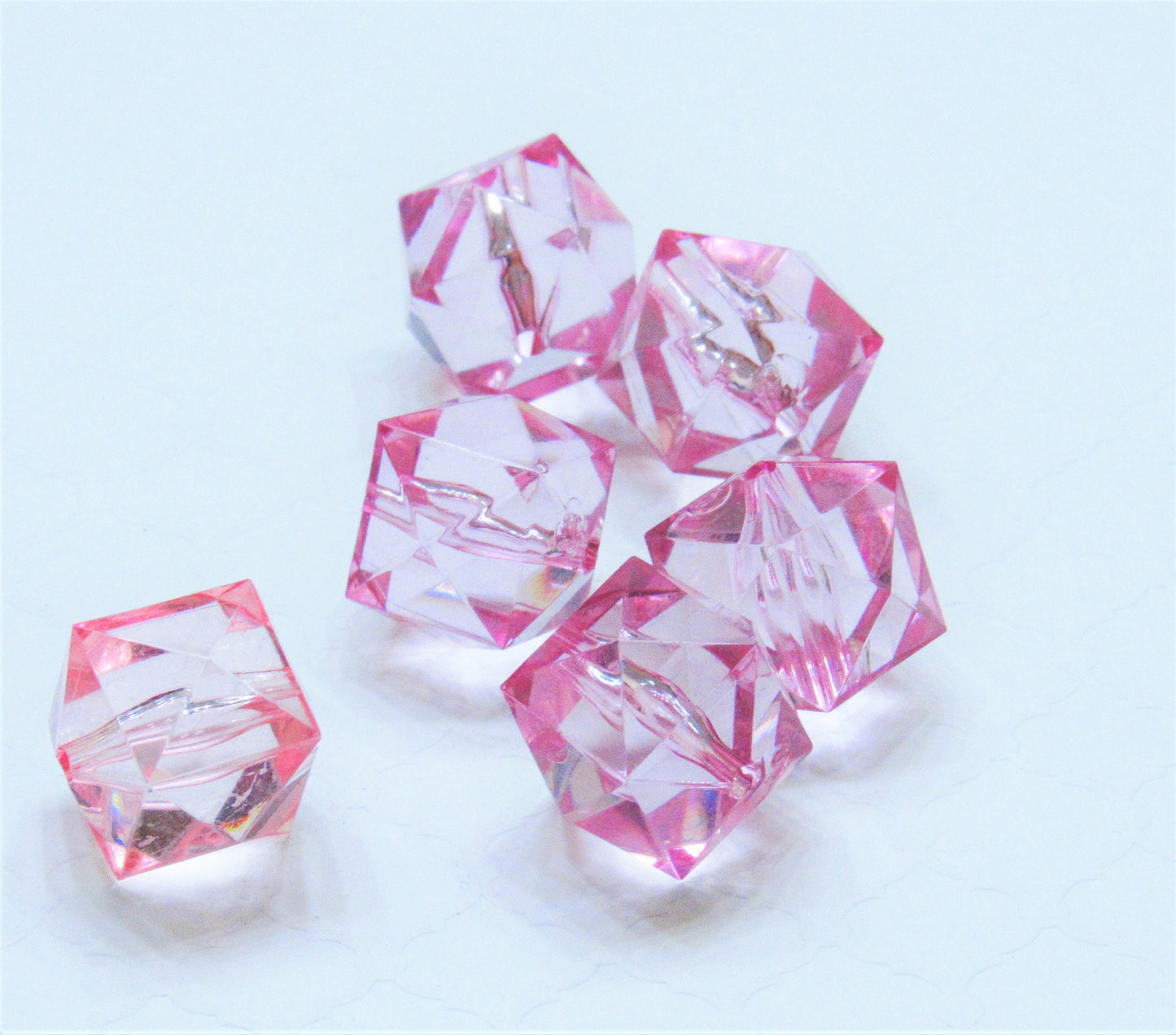 19mm Light Pink Bubblegum Bead, Faceted Ice Cube Bead, Chunky Ice Cube Bead, Bubblegum Bead, Square Transparent Bead, Chunky Necklace Supply