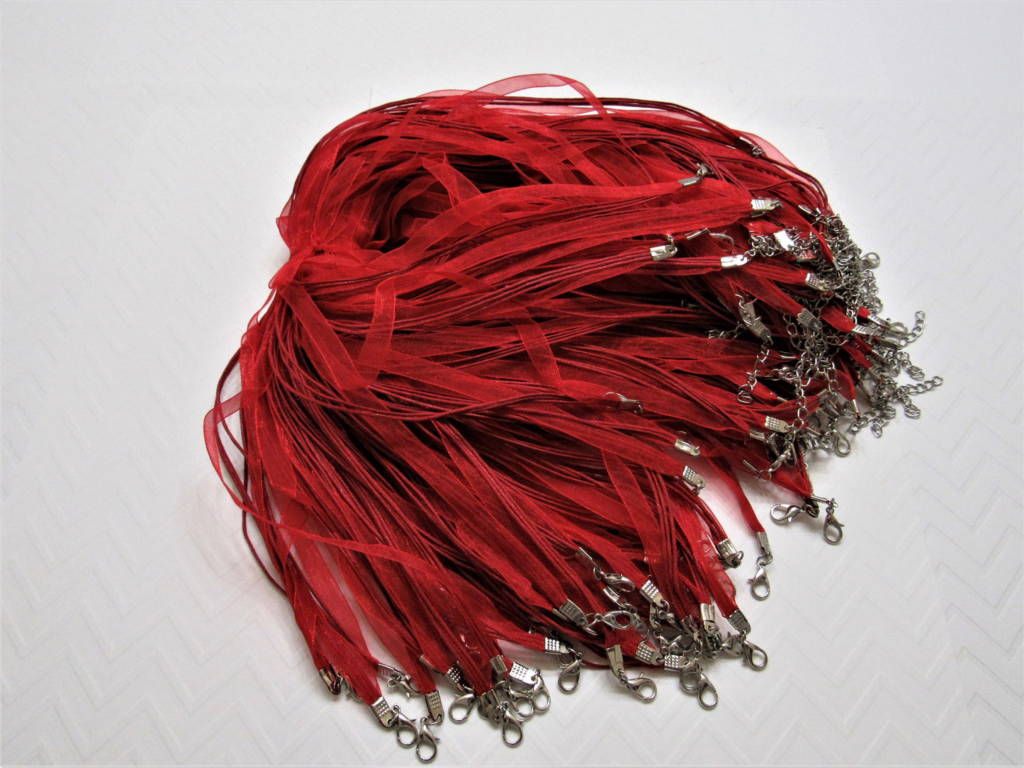 5 CT 1.99 Red 17 in. Ribbon Organza Ribbon and Cord Necklaces, Bottlecap Supply, Pendant Necklace, Jewelry Supply, Organza Necklace