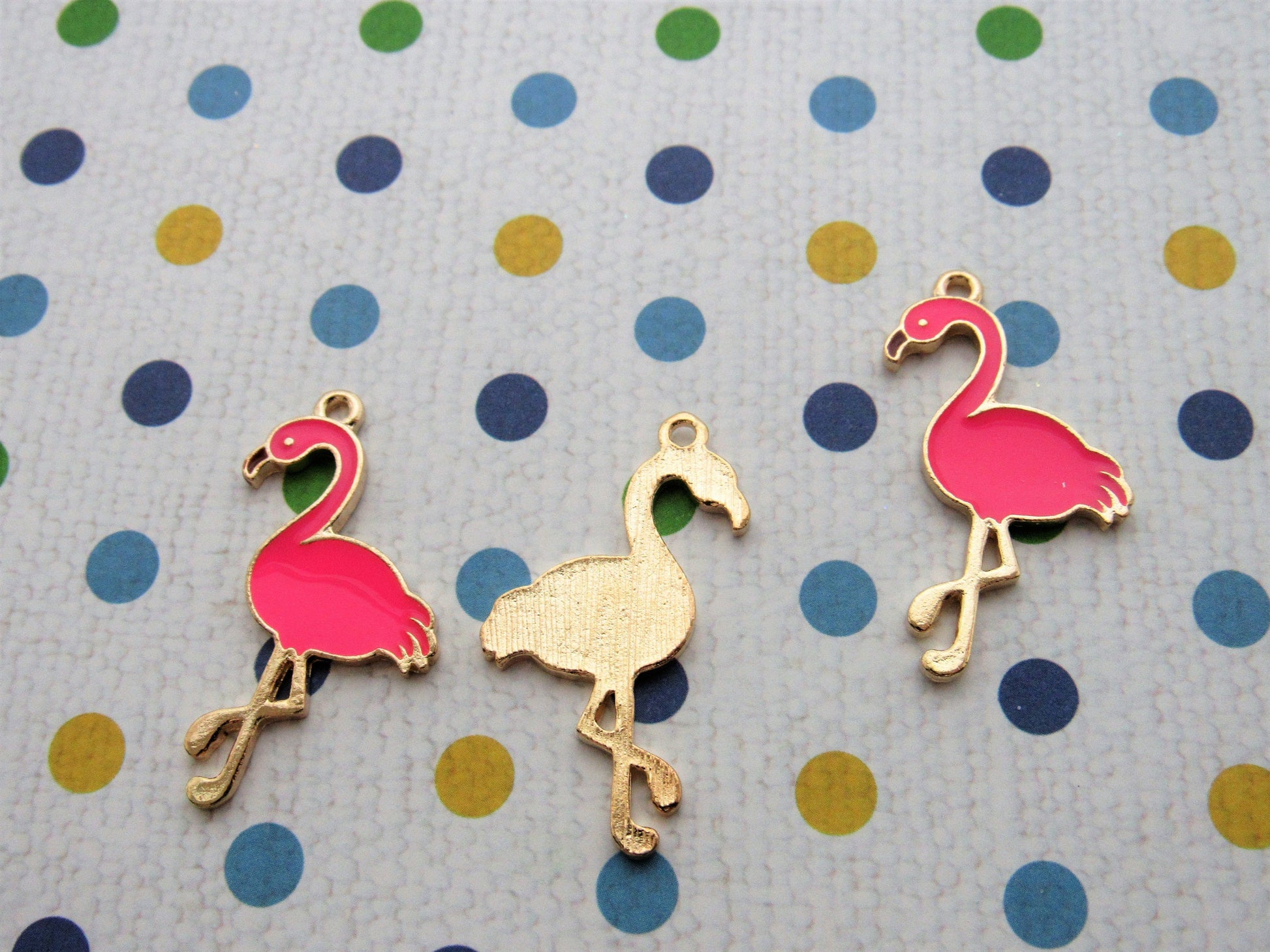 Pink Flamingo Flat Back Charms, Scrapbooks, Phone Cases, Purse Charm, Pink Flamingo Zipper Pull, Card Making Craft Supply, Gold Tone Charm