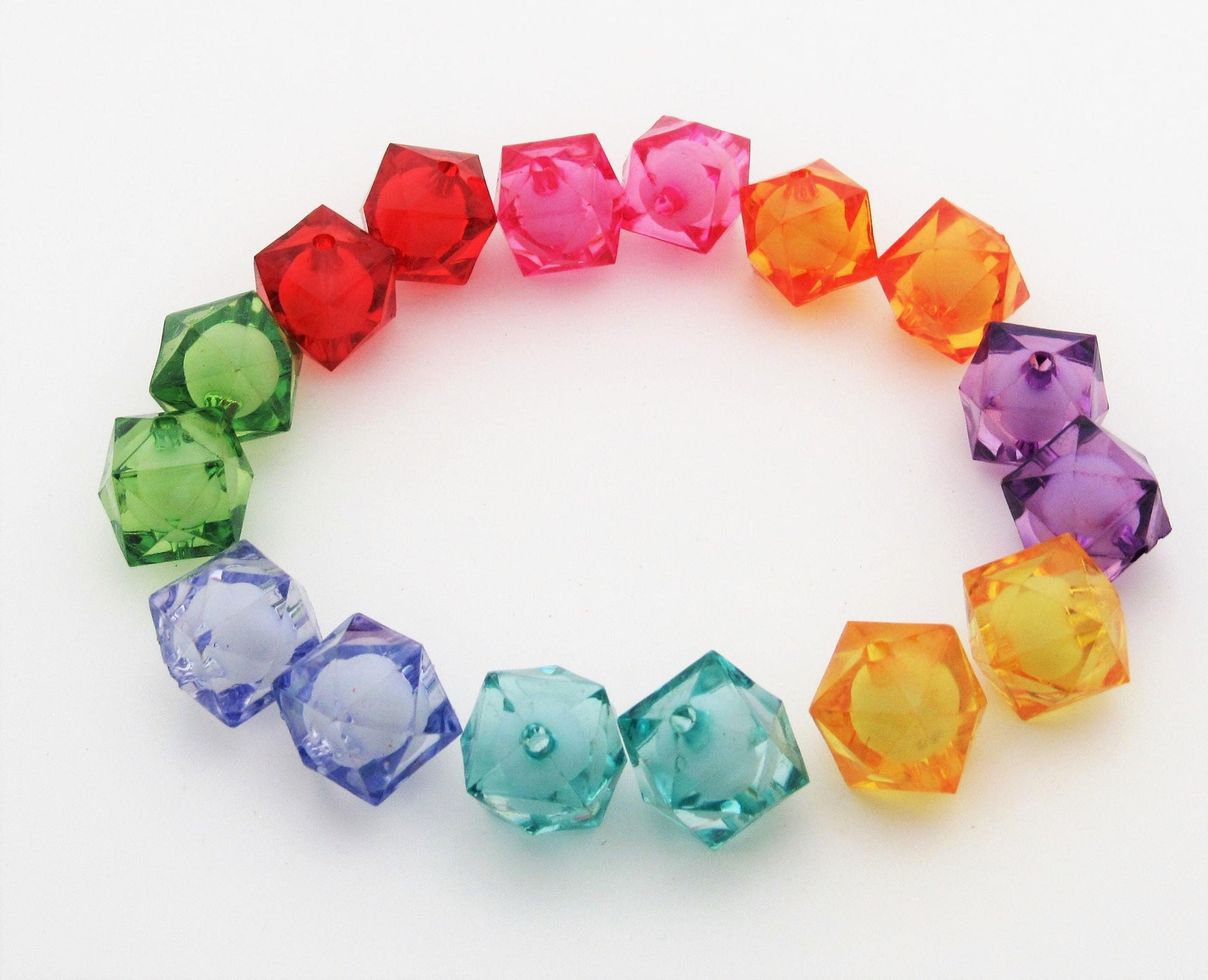 20mm Cube Transparent Faceted Beads, Cube Bead In A Bead, Bubblegum Bead, Chunky Transparent Cube Beads, Chunky Bead Sup