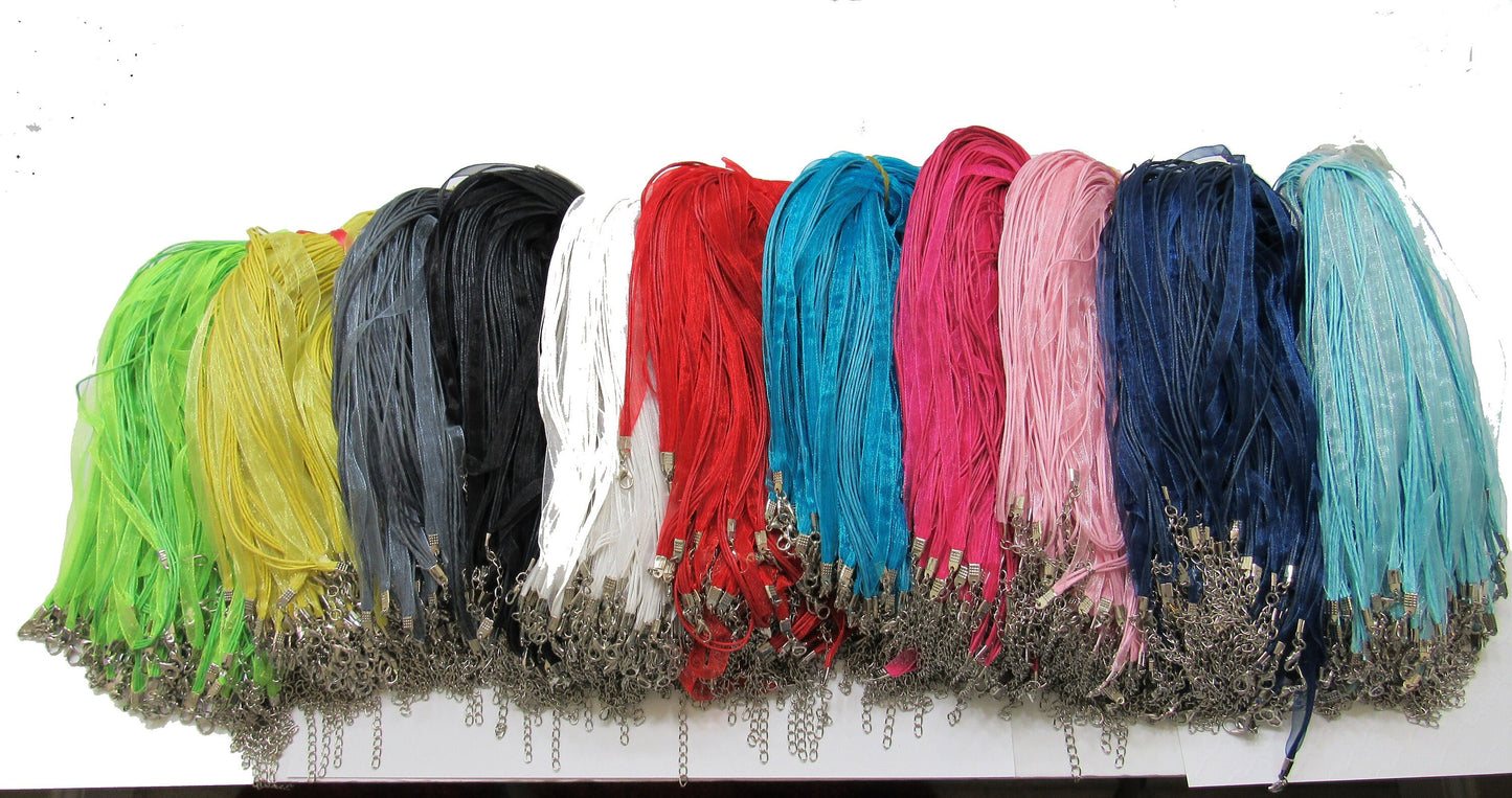 Ribbon Necklaces, Organza and Cord Necklaces, Pendant Necklace, Organza Necklace 11 + Colors