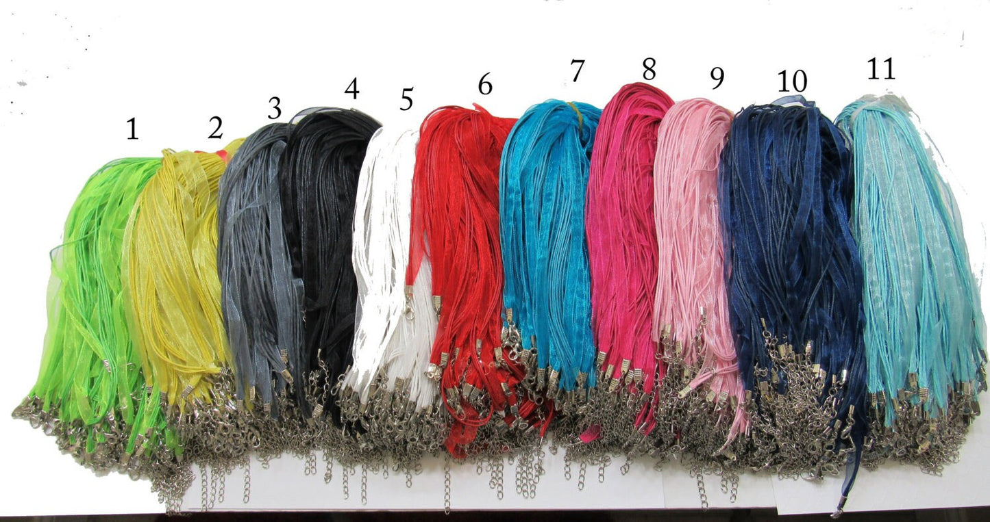 Ribbon Necklaces, Organza and Cord Necklaces, Pendant Necklace, Organza Necklace 11 + Colors