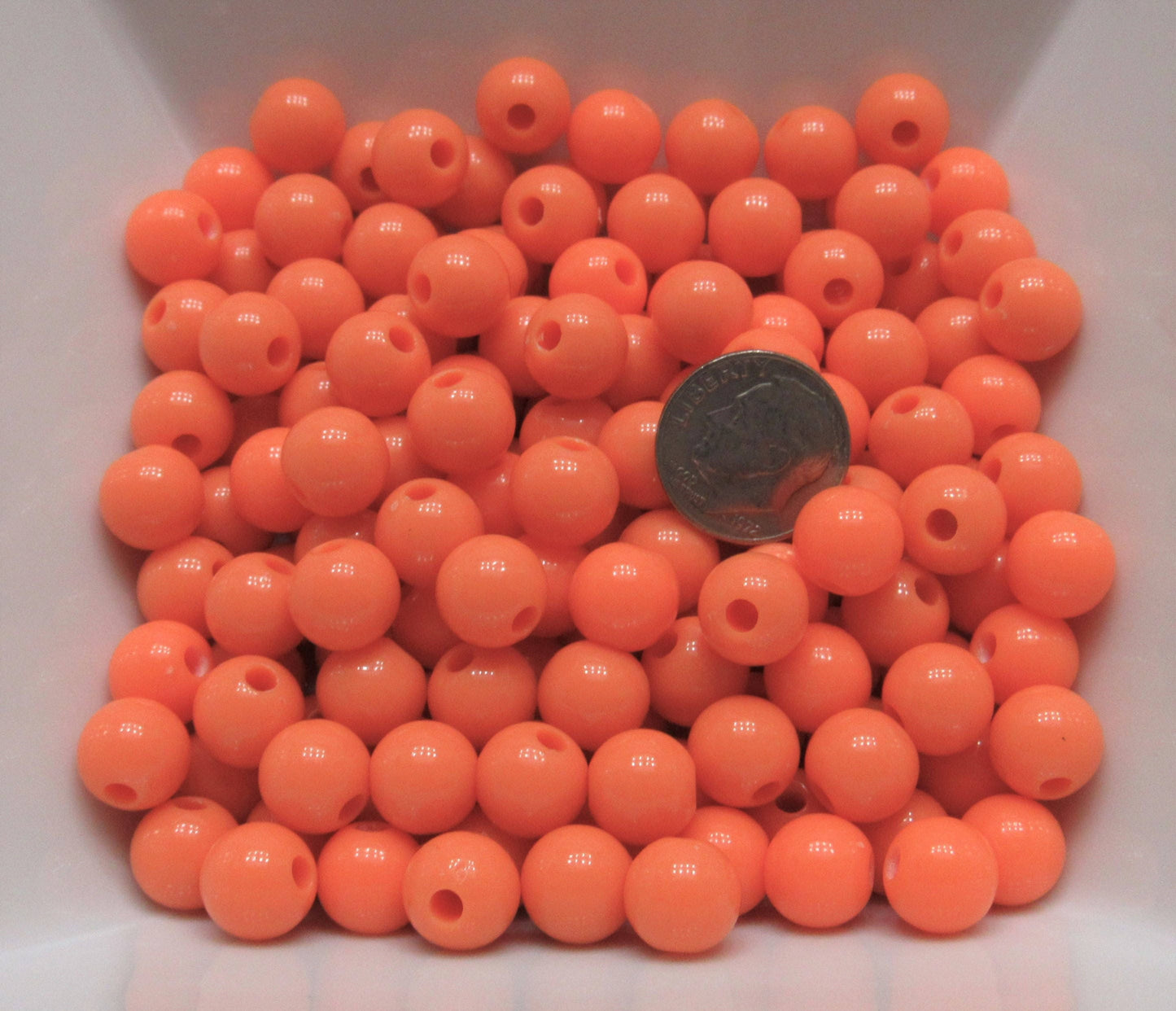 10mm Orange Bubblegum Beads, Round Bubblegum Beads, Chunky Acrylic Beads, Gum Ball Beads, Fairy Kei Beads, Chunky Necklace Supply Beads