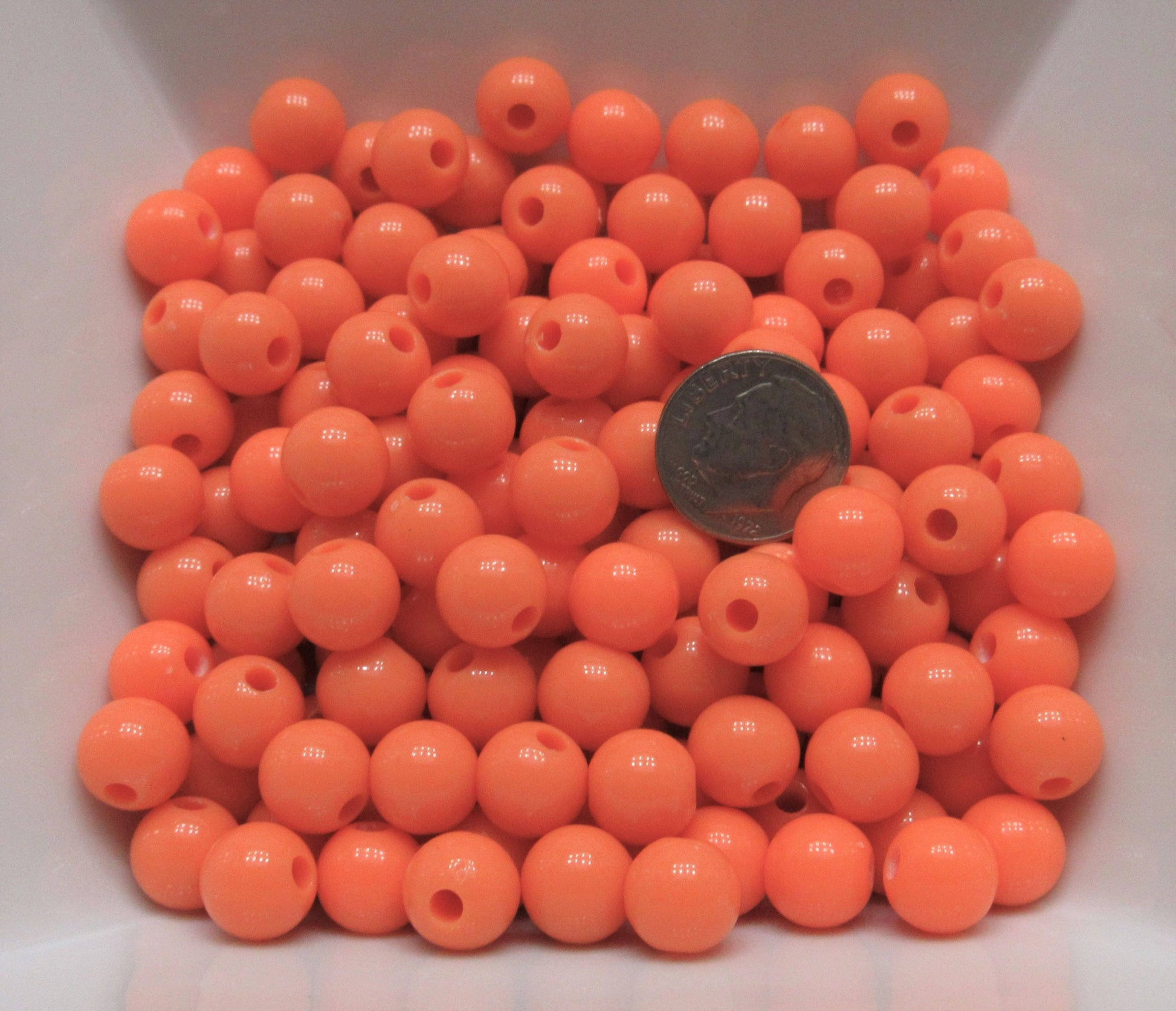 10mm Orange Bubblegum Beads, Round Bubblegum Beads, Chunky Acrylic Beads, Gum Ball Beads, Fairy Kei Beads, Chunky Necklace Supply Beads