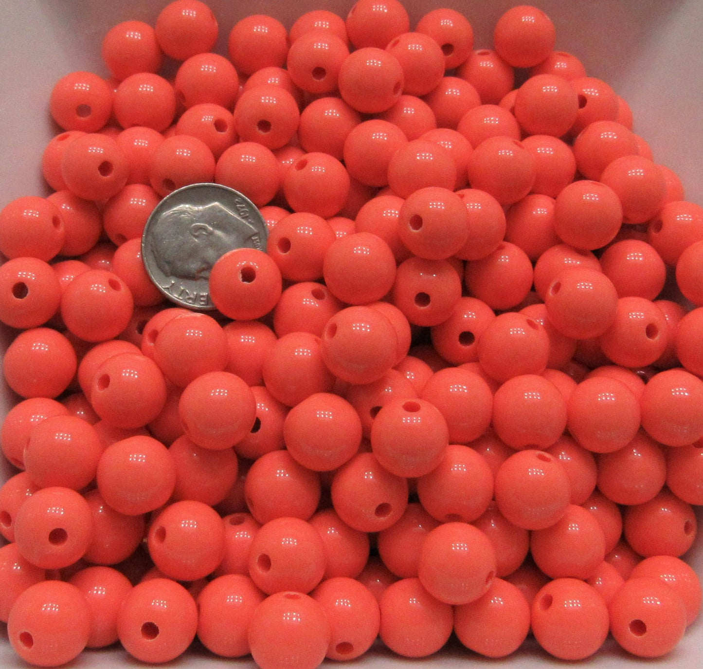 10mm Coral Bubblegum Beads, Round Bubblegum Beads, Chunky Acrylic Beads, Gum Ball Beads, Fairy Kei Beads, Chunky Necklace Supply Beads