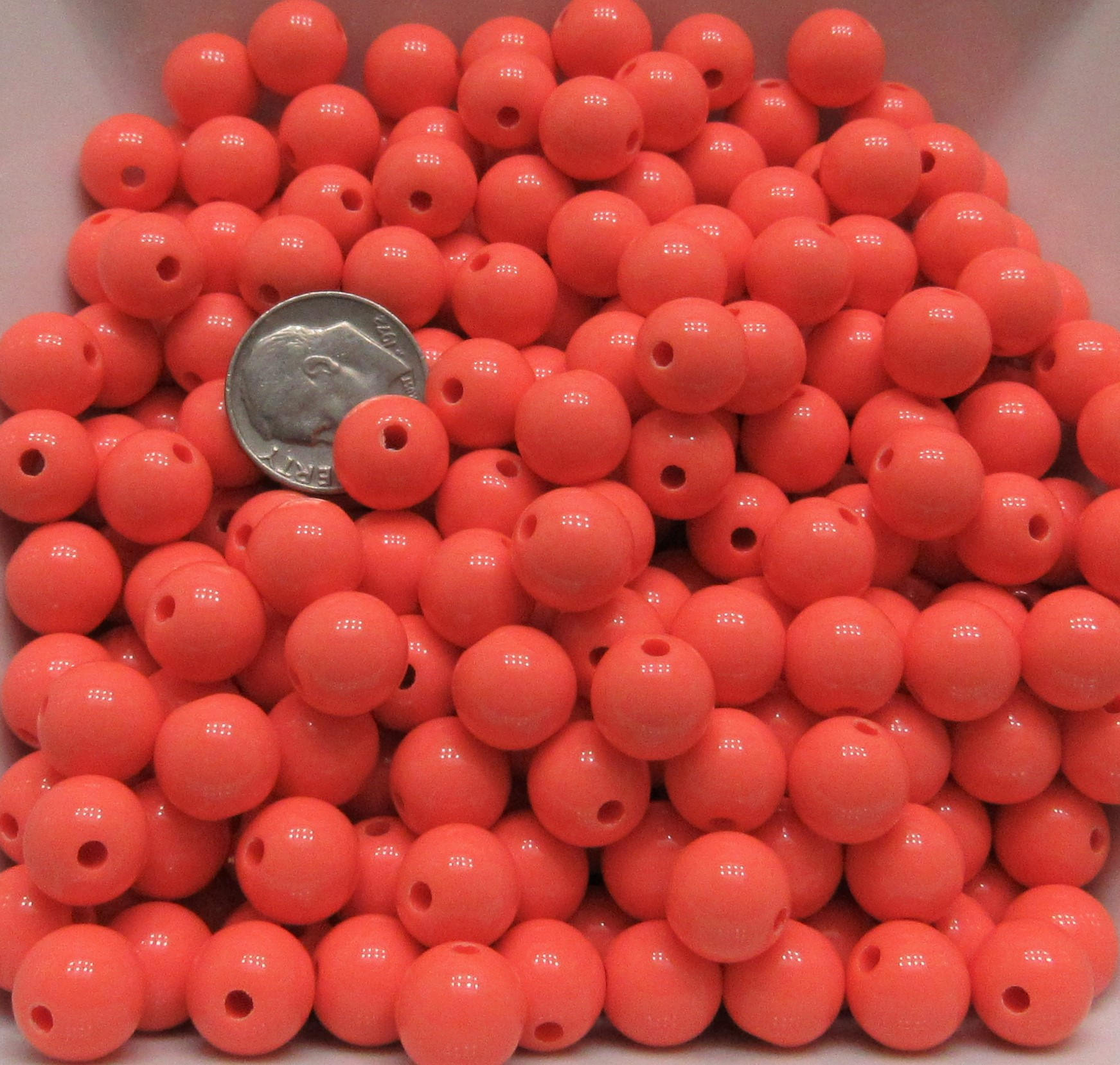 10mm Coral Bubblegum Beads, Round Bubblegum Beads, Chunky Acrylic Beads, Gum Ball Beads, Fairy Kei Beads, Chunky Necklace Supply Beads