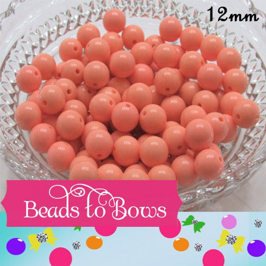 50 Peach 12mm Bubblegum Beads, Chunky Bubblegum Beads, Chunky Necklace Supply Bead, Gumball Beads, Bubblegum Beads, DIY Bead Supply