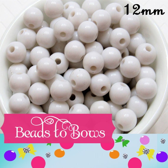 50 White 12mm Bubblegum Beads, Chunky Bubblegum Beads, Chunky Necklace Supply Bead, Gumball Beads, Bubblegum Beads, DIY Bead Supply