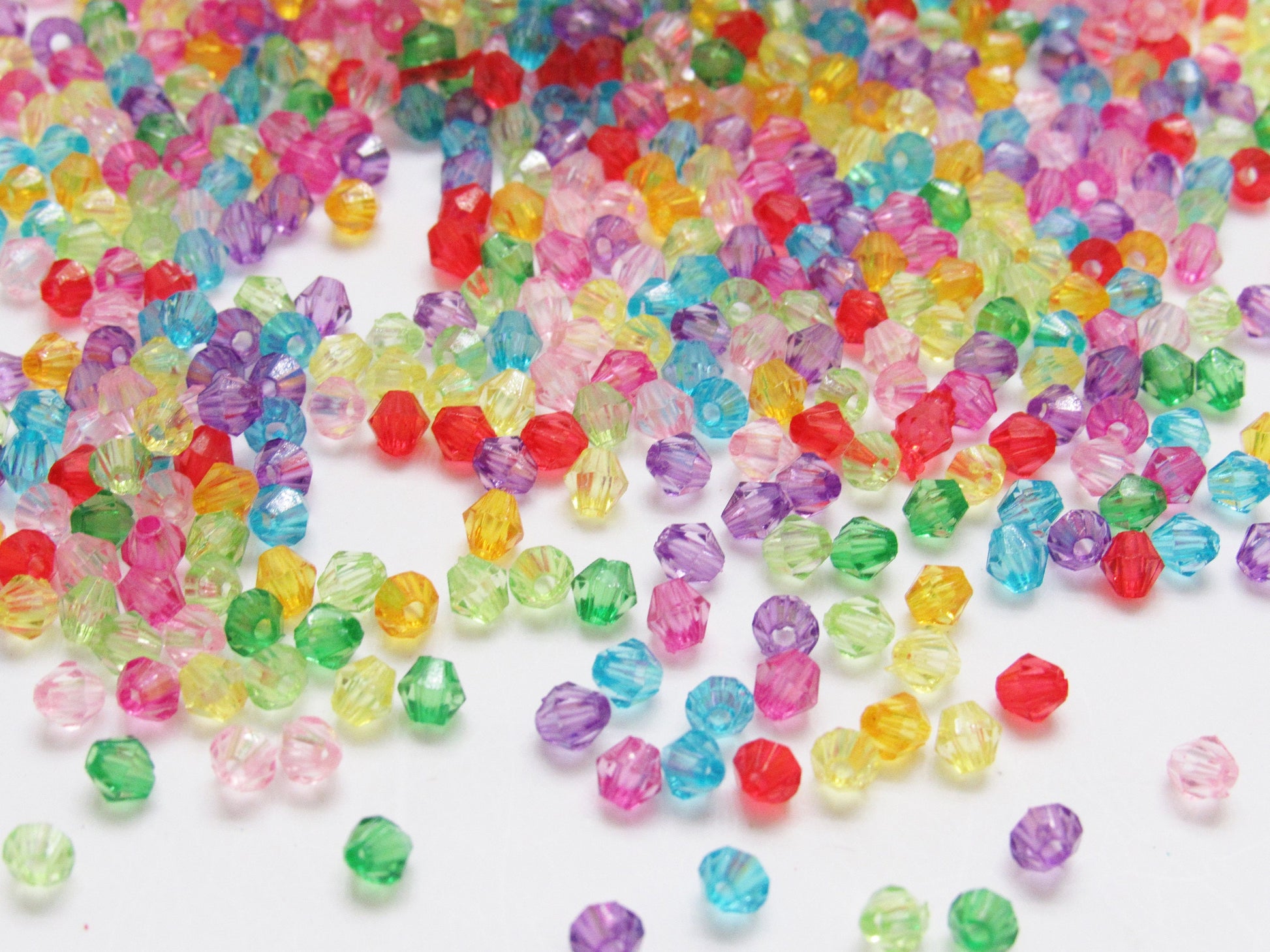 4mm Bubblegum Bicone Beads, Transparent Bubblegum Beads, Chunky Necklace Supply Bead, Jewelry Supply, Small 4mm Bicone Beads