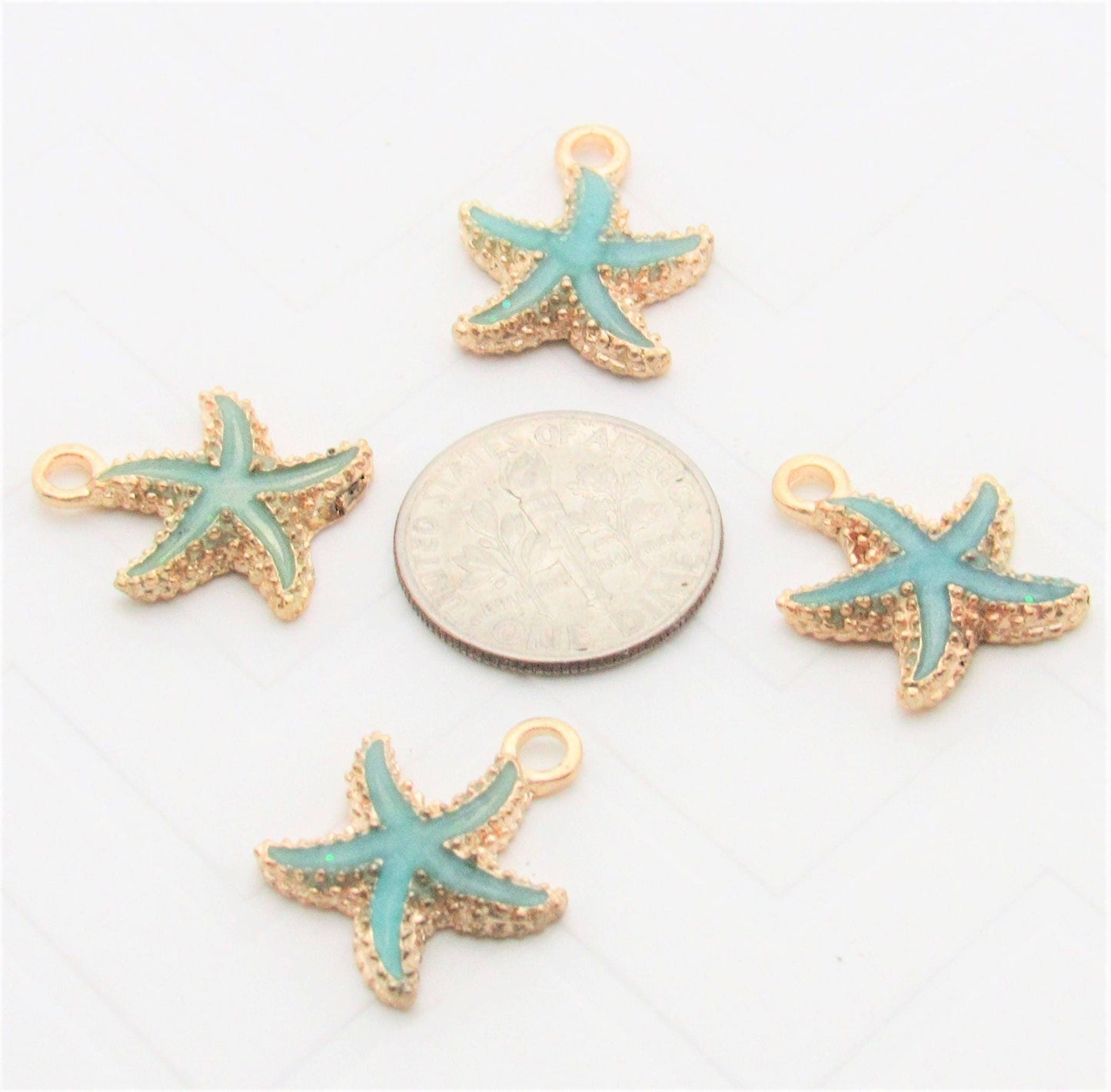 2 Enamel Star Fish Charms, Star Fish Charm 16mm X 15mm Charms, Hair bow Center, Scrapbook Accessories, Enamel Star FishCharm.