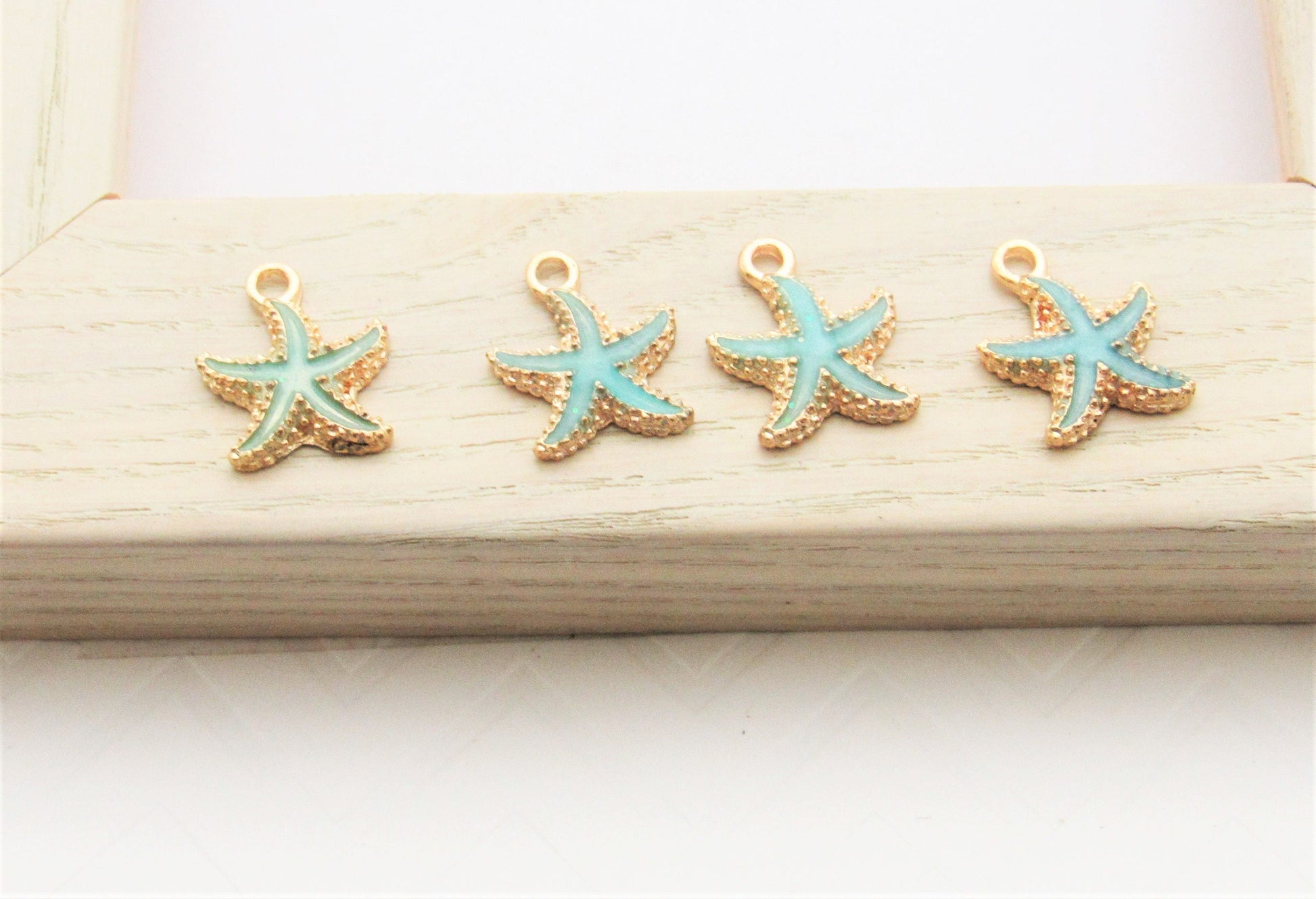2 Enamel Star Fish Charms, Star Fish Charm 16mm X 15mm Charms, Hair bow Center, Scrapbook Accessories, Enamel Star FishCharm.