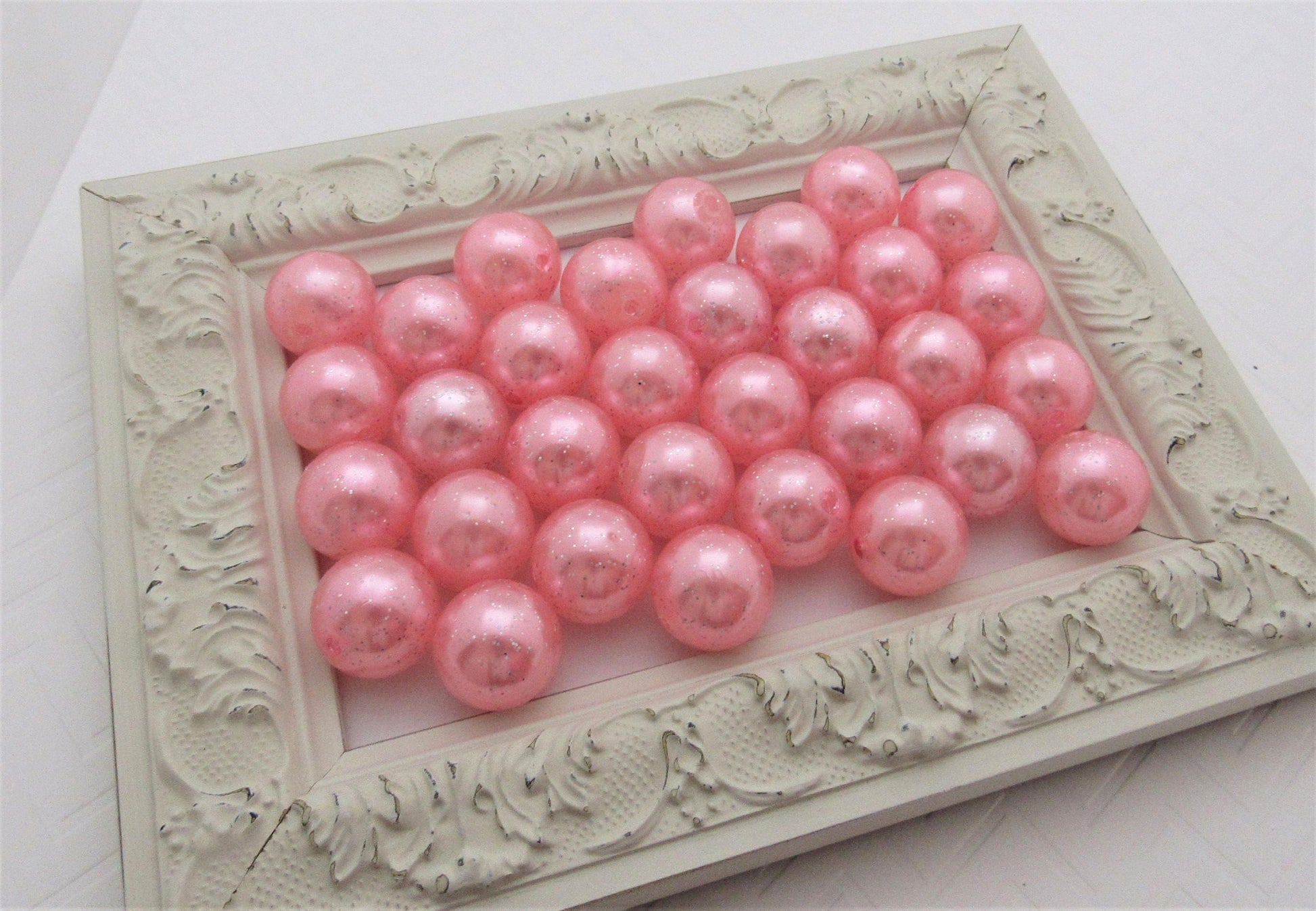 20mm Glitter Pink Pearls, Chunky Pearl Beads, Bubblegum Glitter Beads, Chunky Beads, Faux Pearl Beads, Chunky Bead Supply, Pearl Bead
