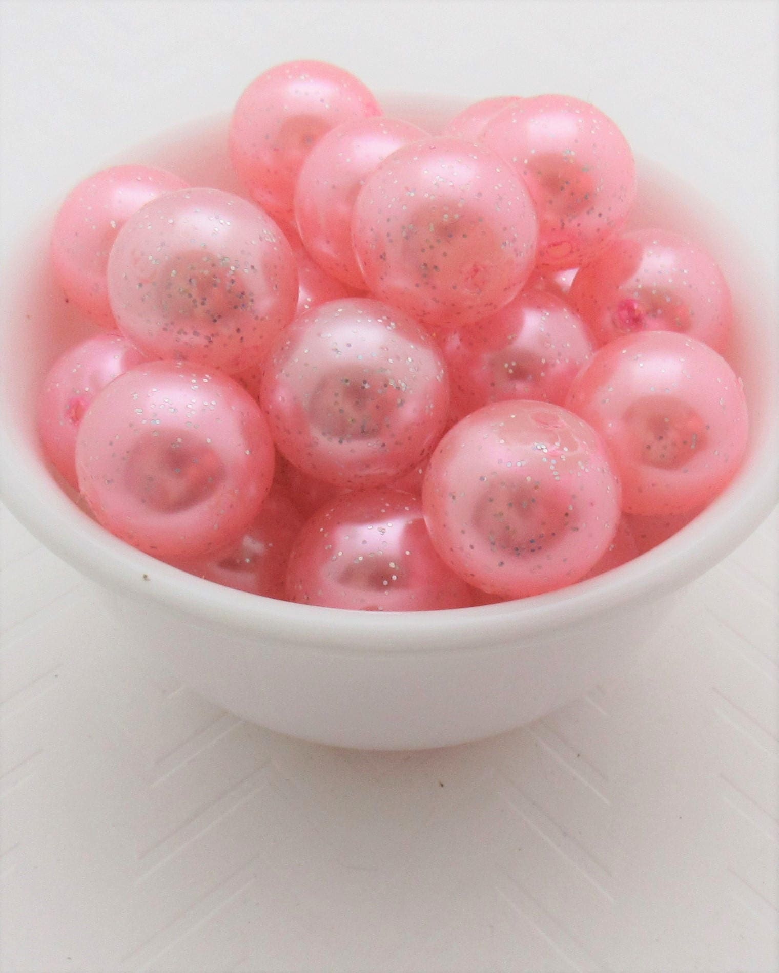 20mm Glitter Pink Pearls, Chunky Pearl Beads, Bubblegum Glitter Beads, Chunky Beads, Faux Pearl Beads, Chunky Bead Supply, Pearl Bead