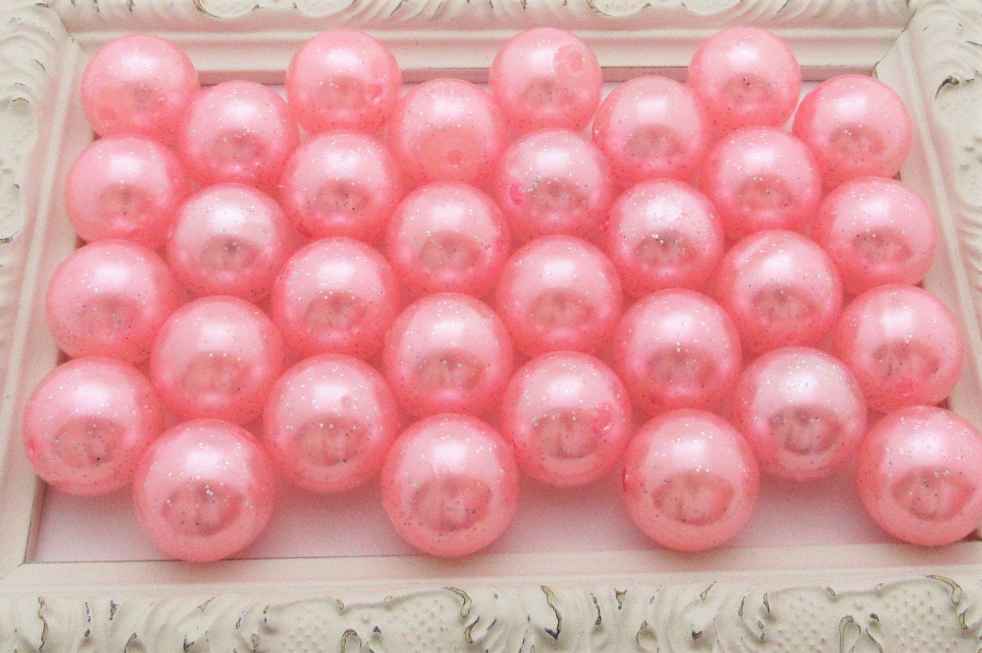 20mm Glitter Pink Pearls, Chunky Pearl Beads, Bubblegum Glitter Beads, Chunky Beads, Faux Pearl Beads, Chunky Bead Supply, Pearl Bead
