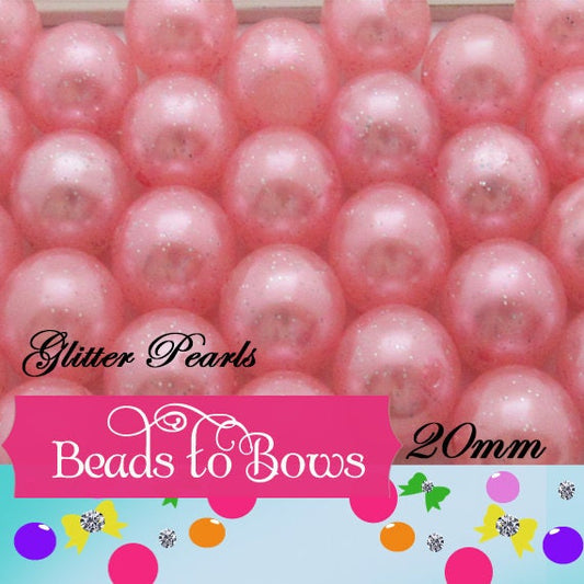 20mm Glitter Pink Pearls, Chunky Pearl Beads, Bubblegum Glitter Beads, Chunky Beads, Faux Pearl Beads, Chunky Bead Supply, Pearl Bead