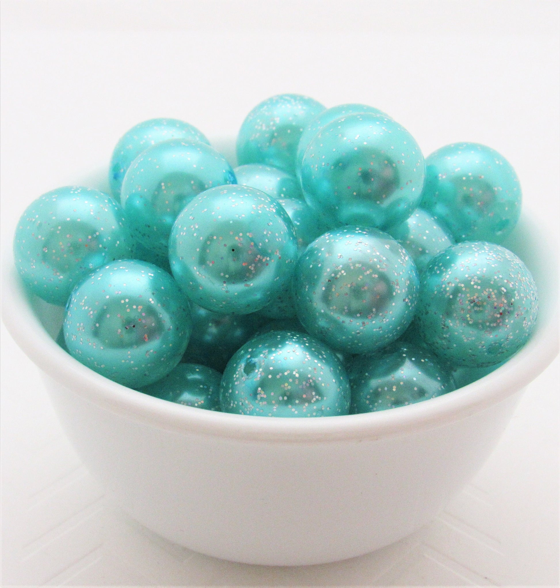 20mm Glitter Light Turquoise Pearls, Chunky Bubblegum Pearl, Glitter Beads, Chunky Beads, Faux Pearl Beads, Chunky Bead Supply, Pearls