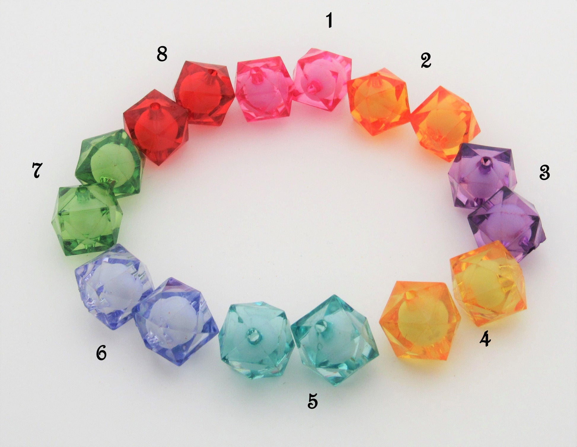 20mm Cube Transparent Faceted Beads, Cube Bead In A Bead, Bubblegum Bead, Chunky Transparent Cube Beads, Chunky Bead Sup