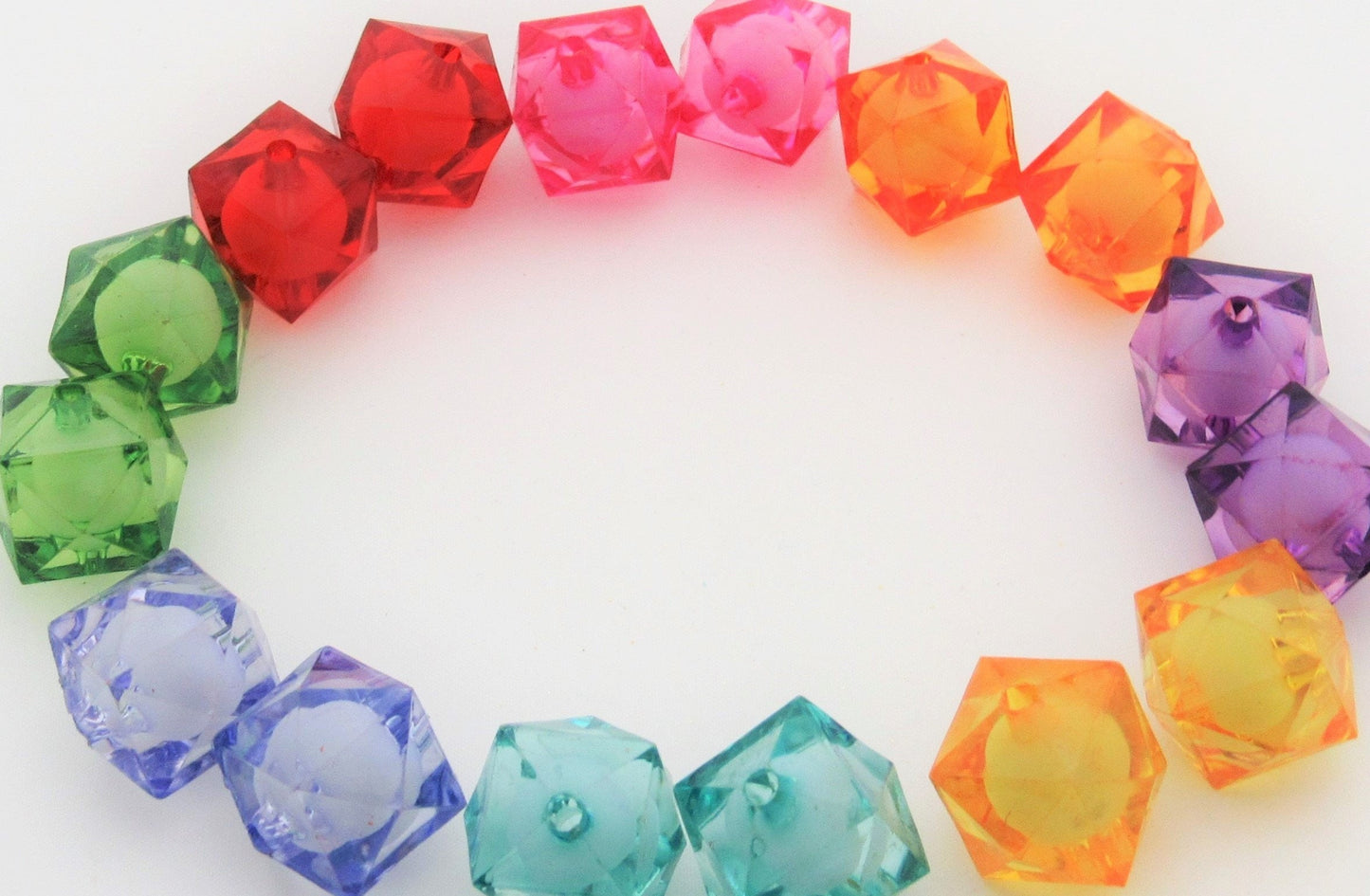 20mm Cube Transparent Faceted Beads, Cube Bead In A Bead, Bubblegum Bead, Chunky Transparent Cube Beads, Chunky Bead Sup